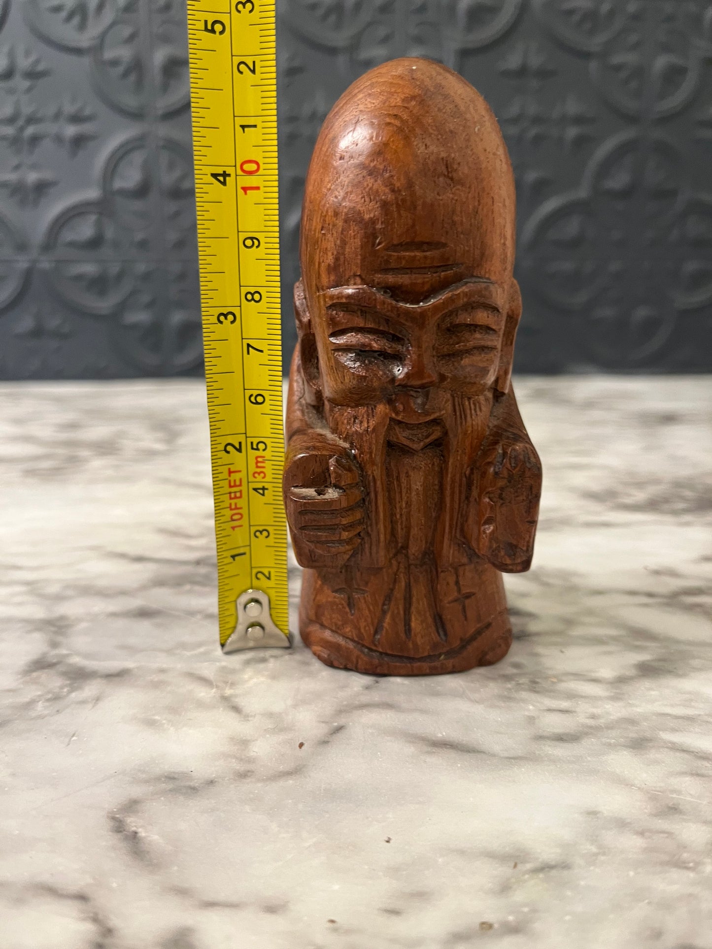 Wood Carved Asian Man Small