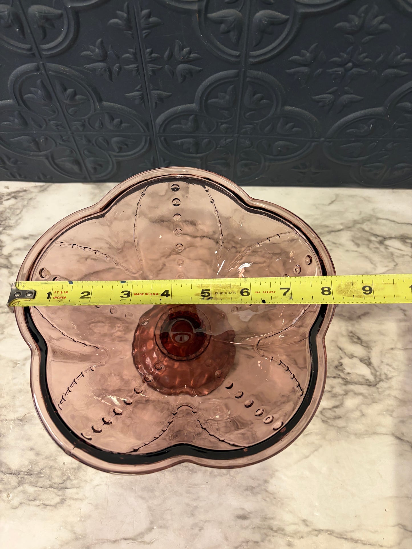 Purple Glass Scalloped Pedestal Bowl