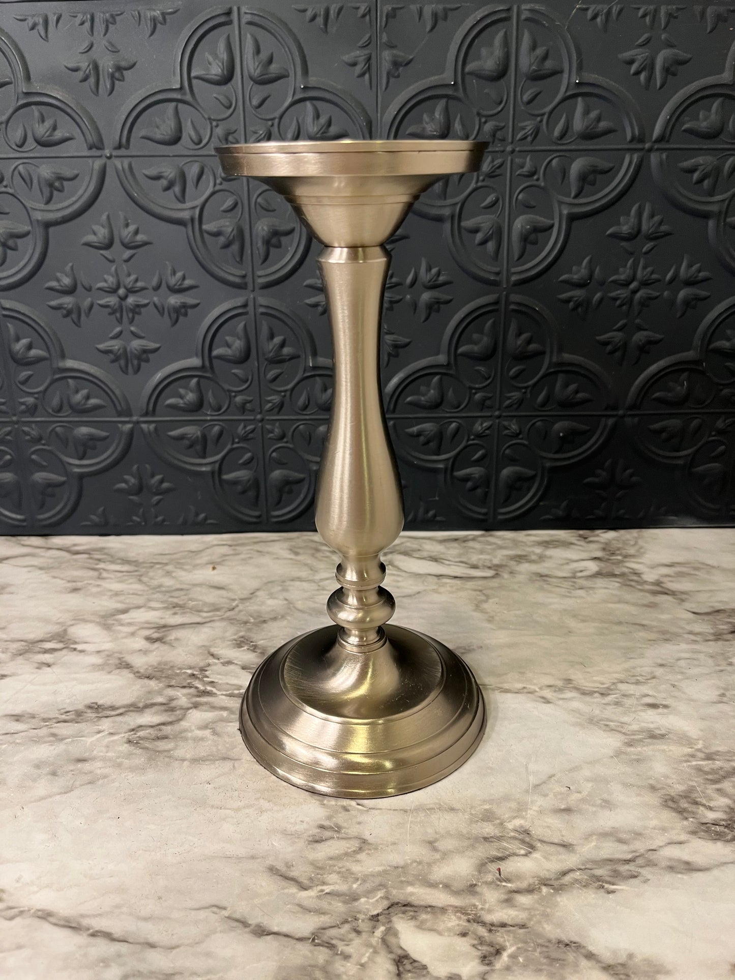 Brushed Nickel Style Candle Holder