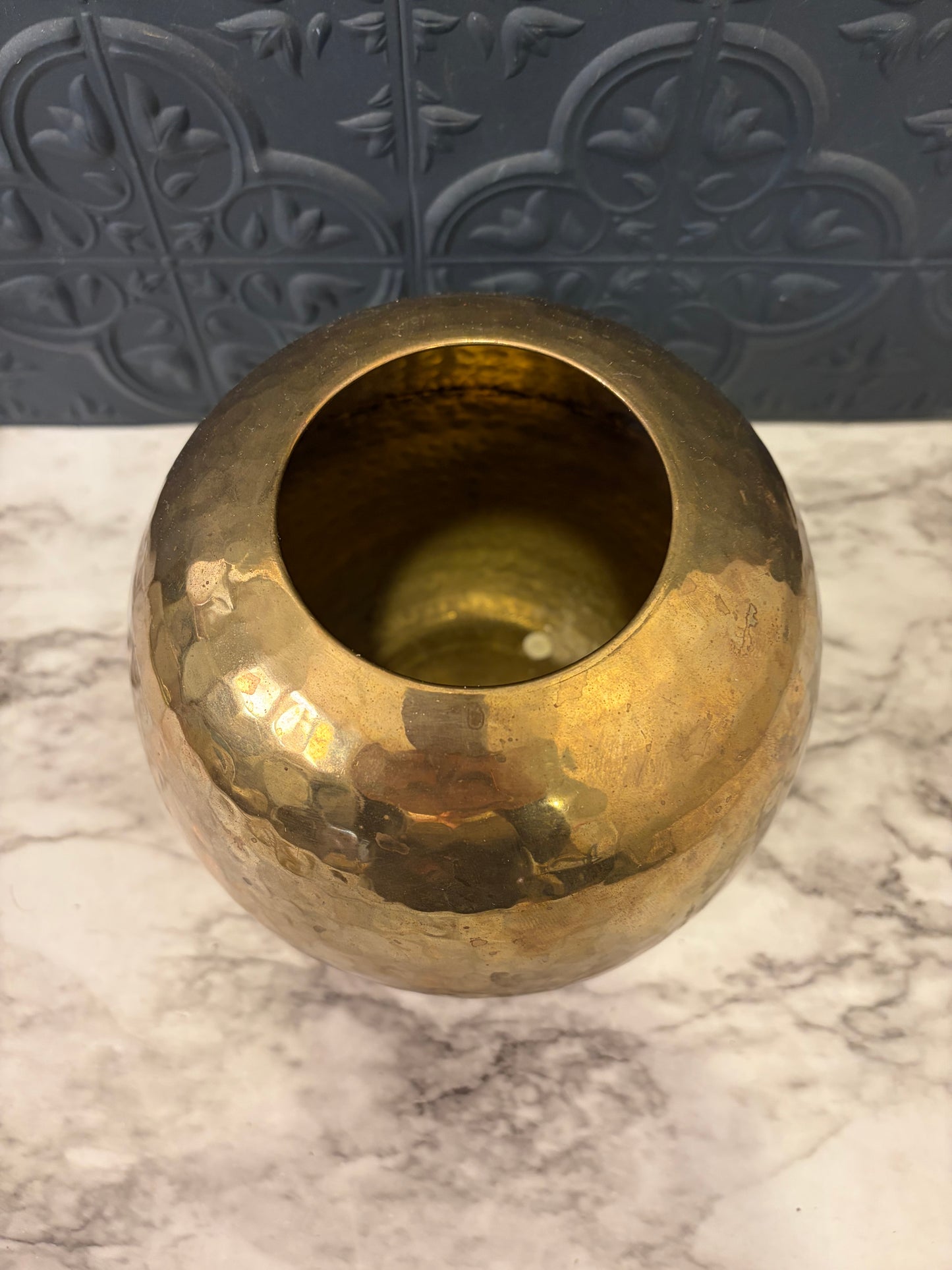 Round Brass Vase 6" H