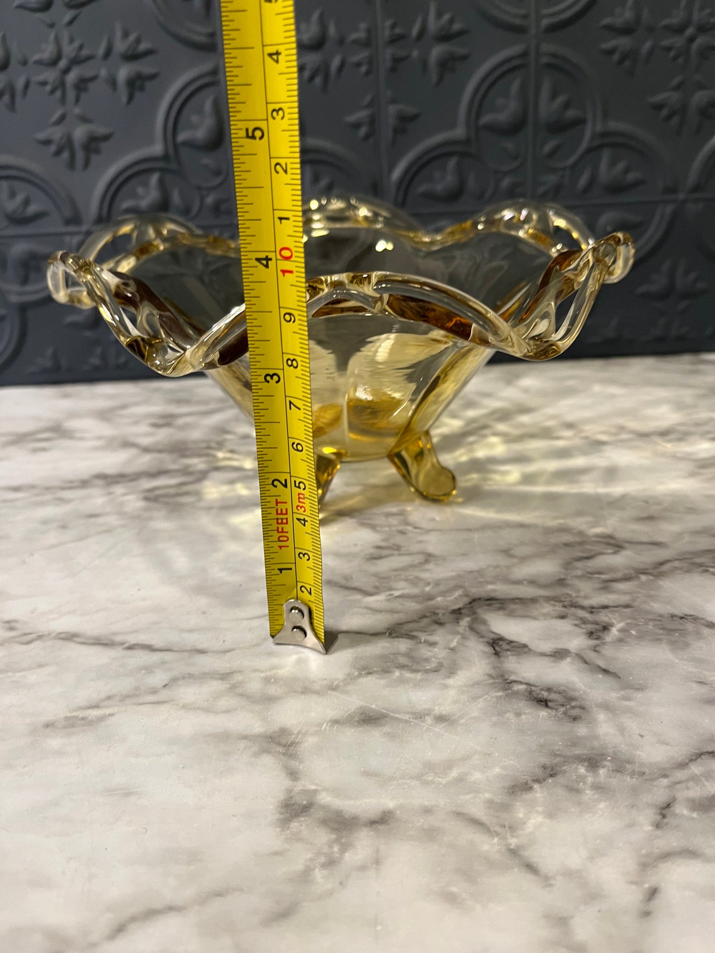 Fostoria Yellow glass footed candy dish