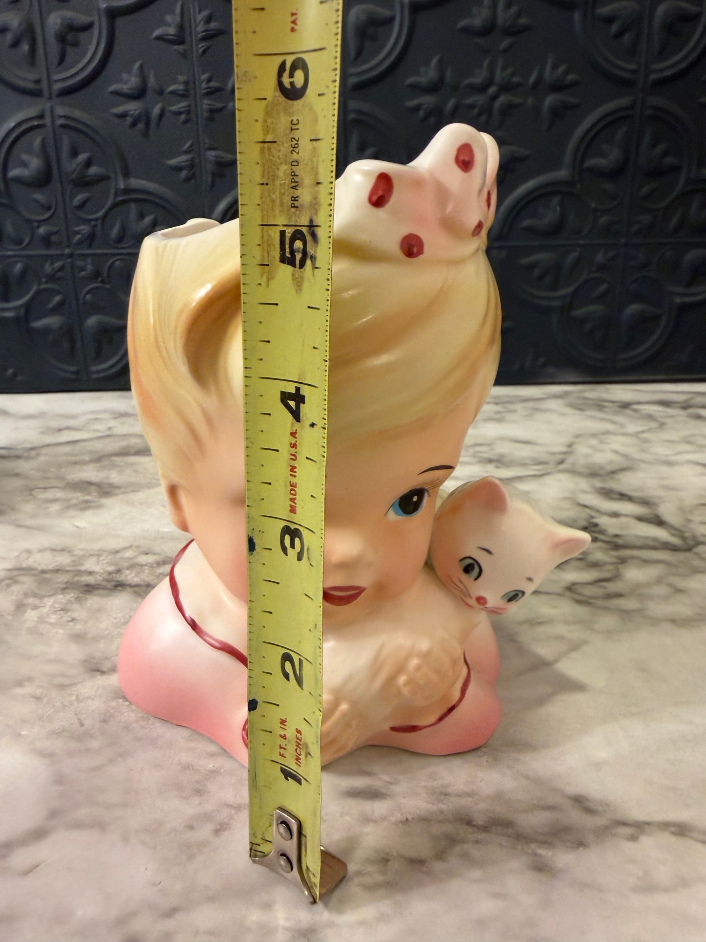 Enesco Little Girl with Cat Vase Planter