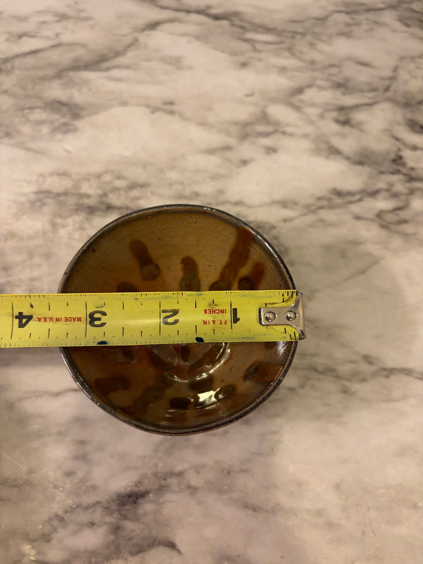 Small Pottery Bowl with Drip - Matoba KE Stamped