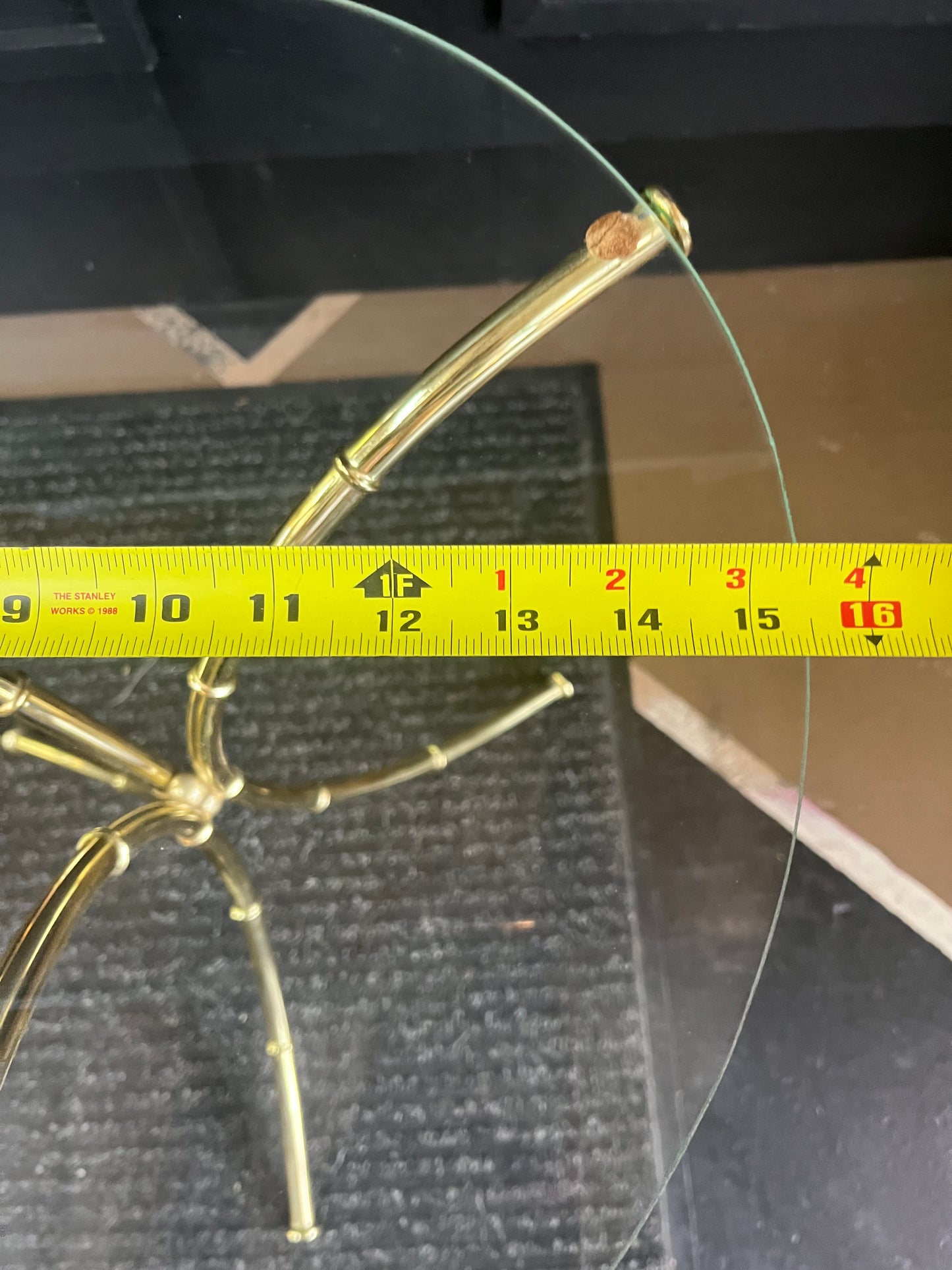 Small Brass and Glass Round Side Table