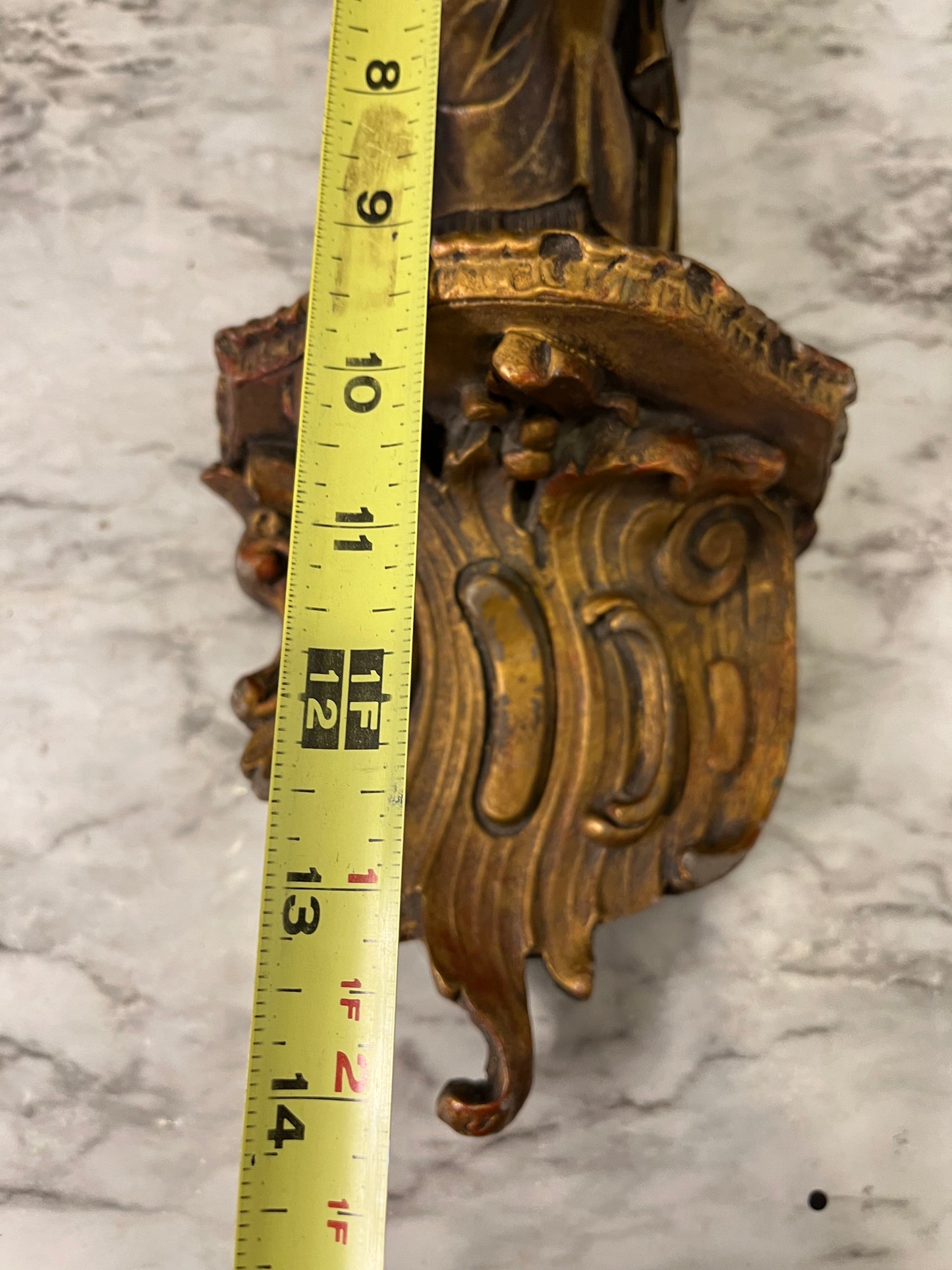 Vintage Goldtone Figure on Wall ledge Woman