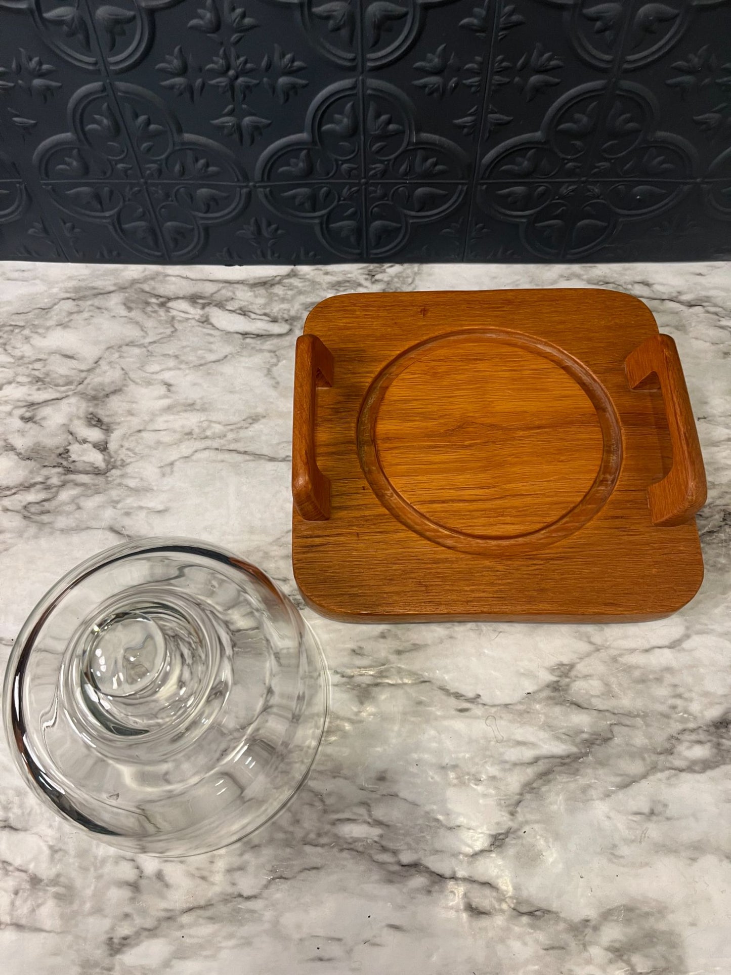 Wood Cheese Tray With Glass Dome
