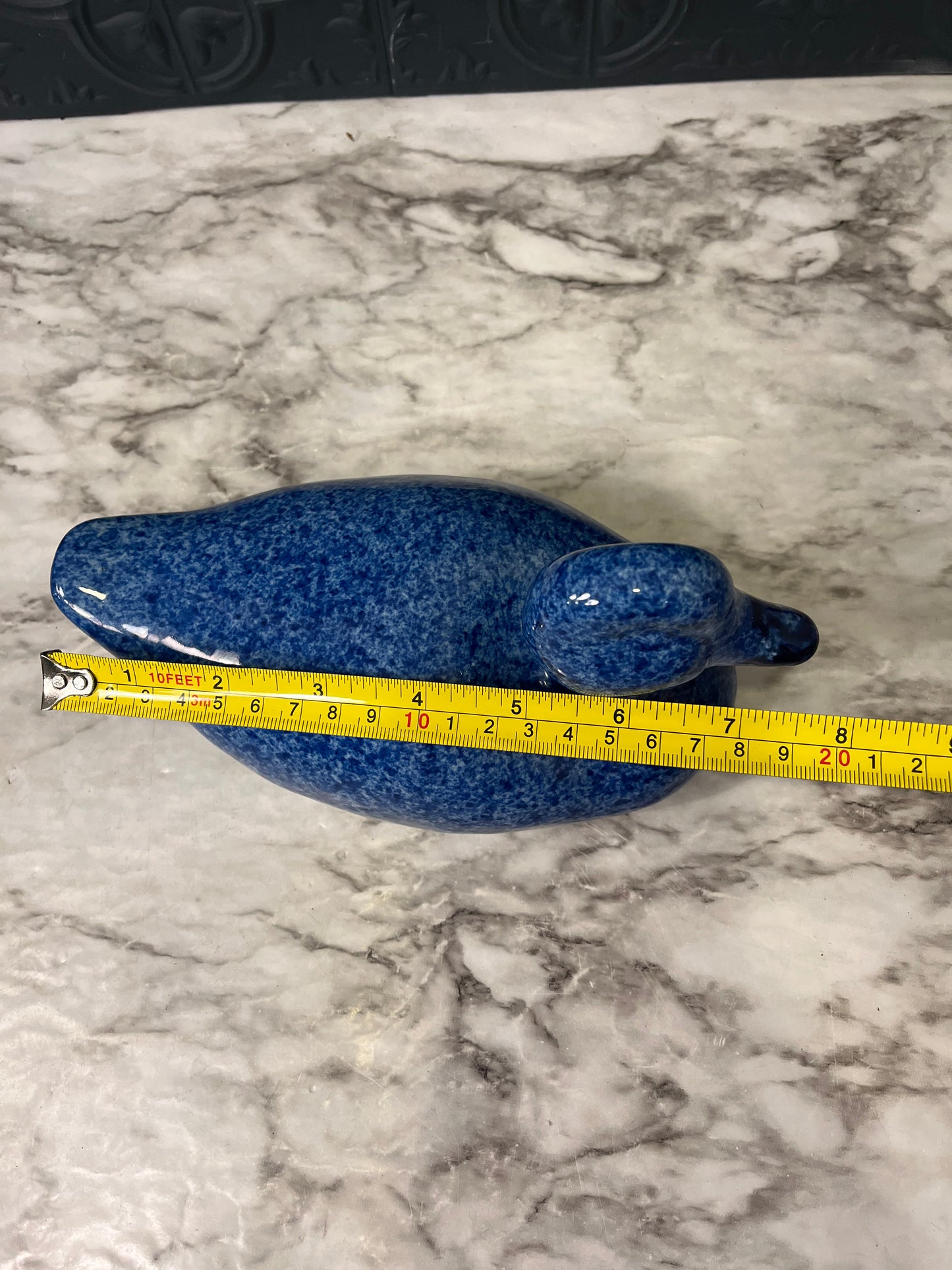 Blue Speckled Ceramic Duck