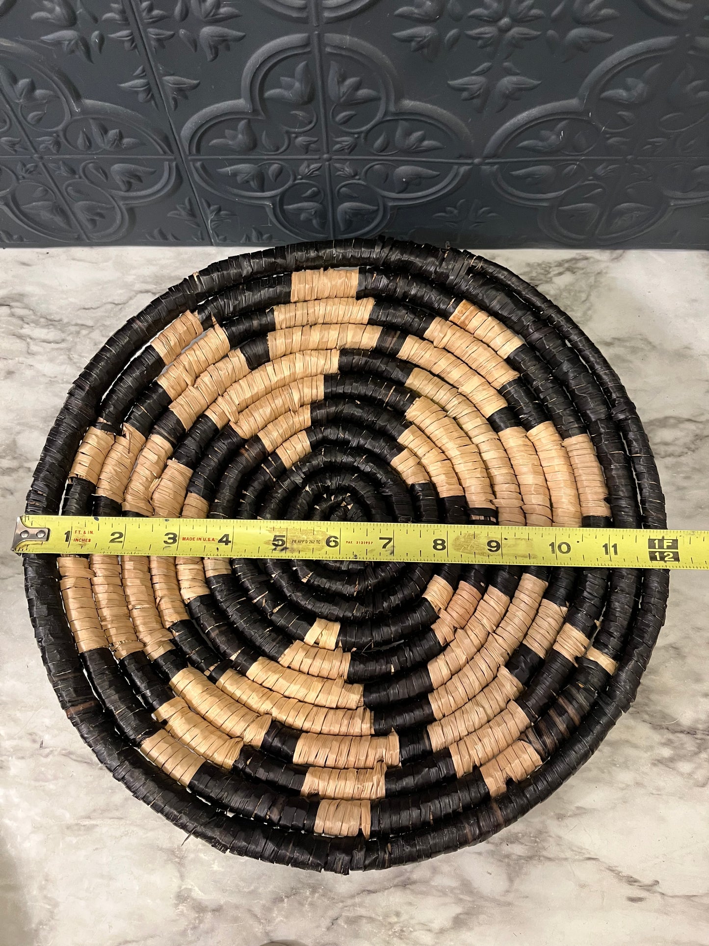 Seagrass Round Wall Basket Black Ring
