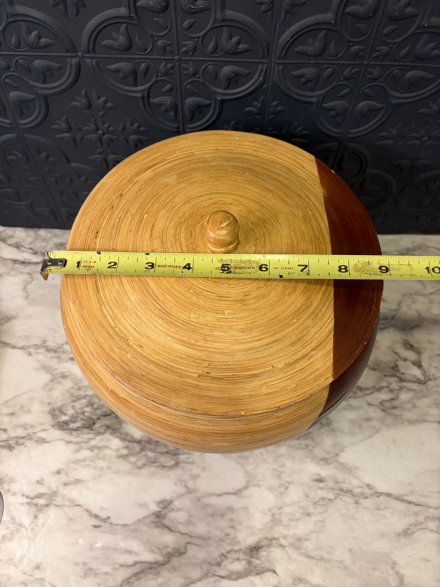 Hand Spun Bamboo Two Tone Round Canister