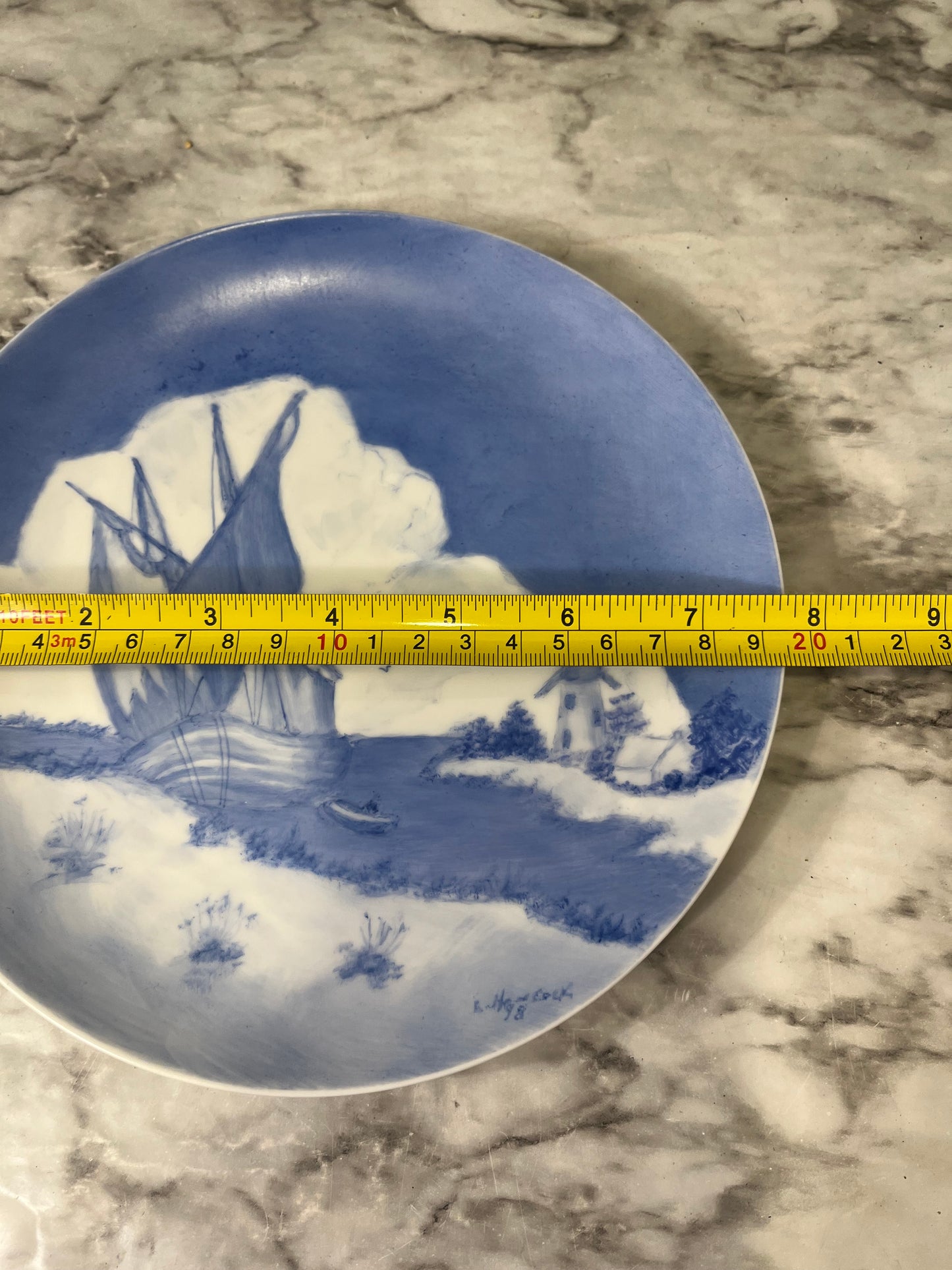 Hand Painted Blue and White Plate