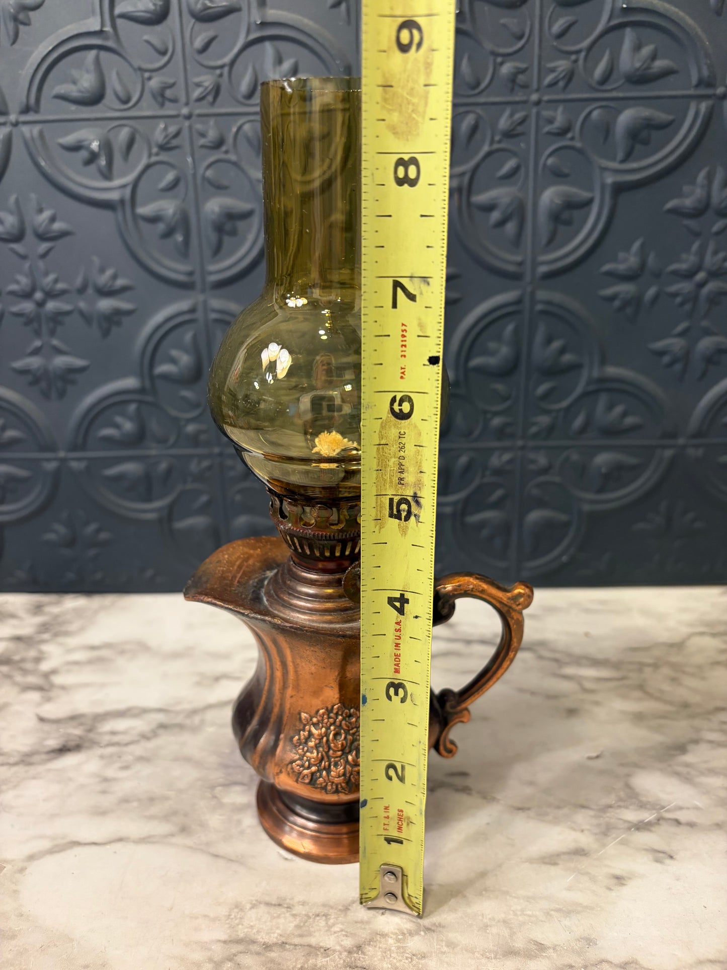 Small Copper Color Pitcher Oil Lamp