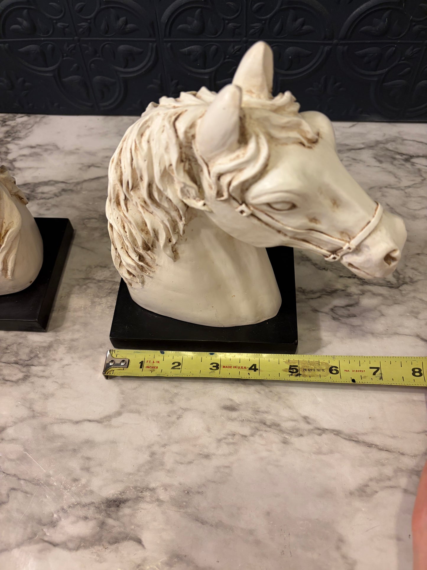 Resin White Horse Head Bookends