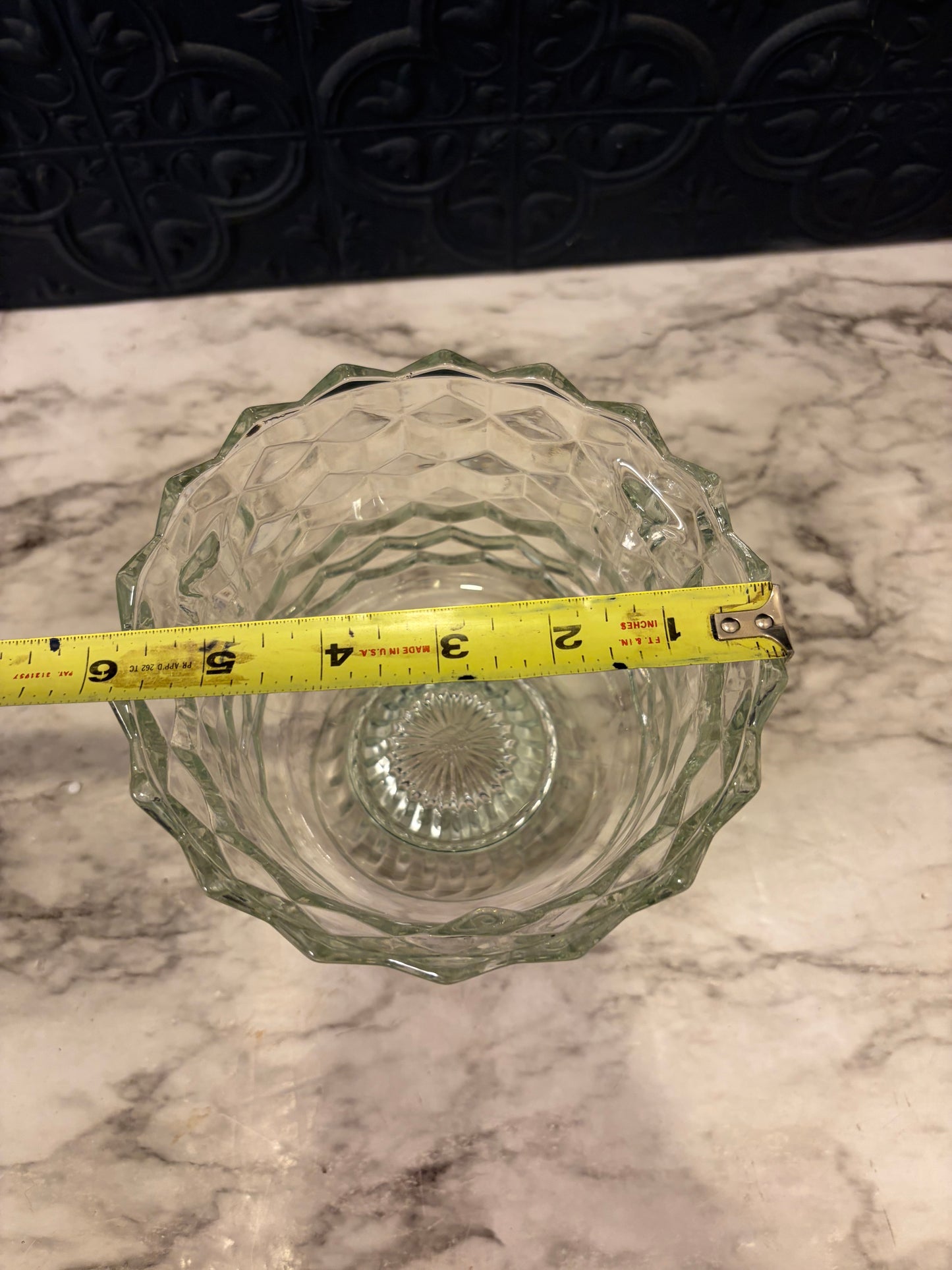 Homco Glass Cubist Pedestal Bowl