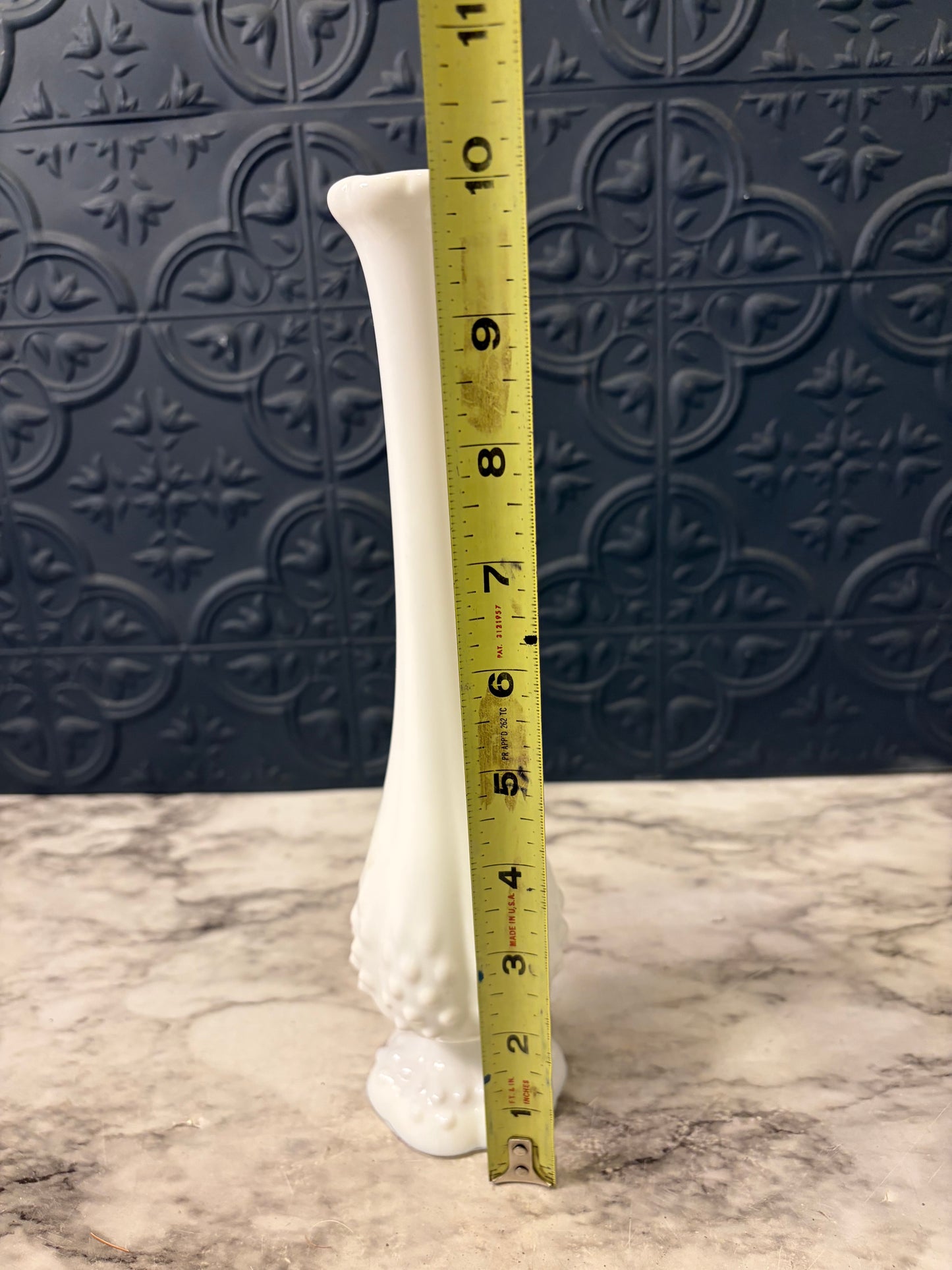 10" Fenton Milk Glass Swung Vase Hobnail