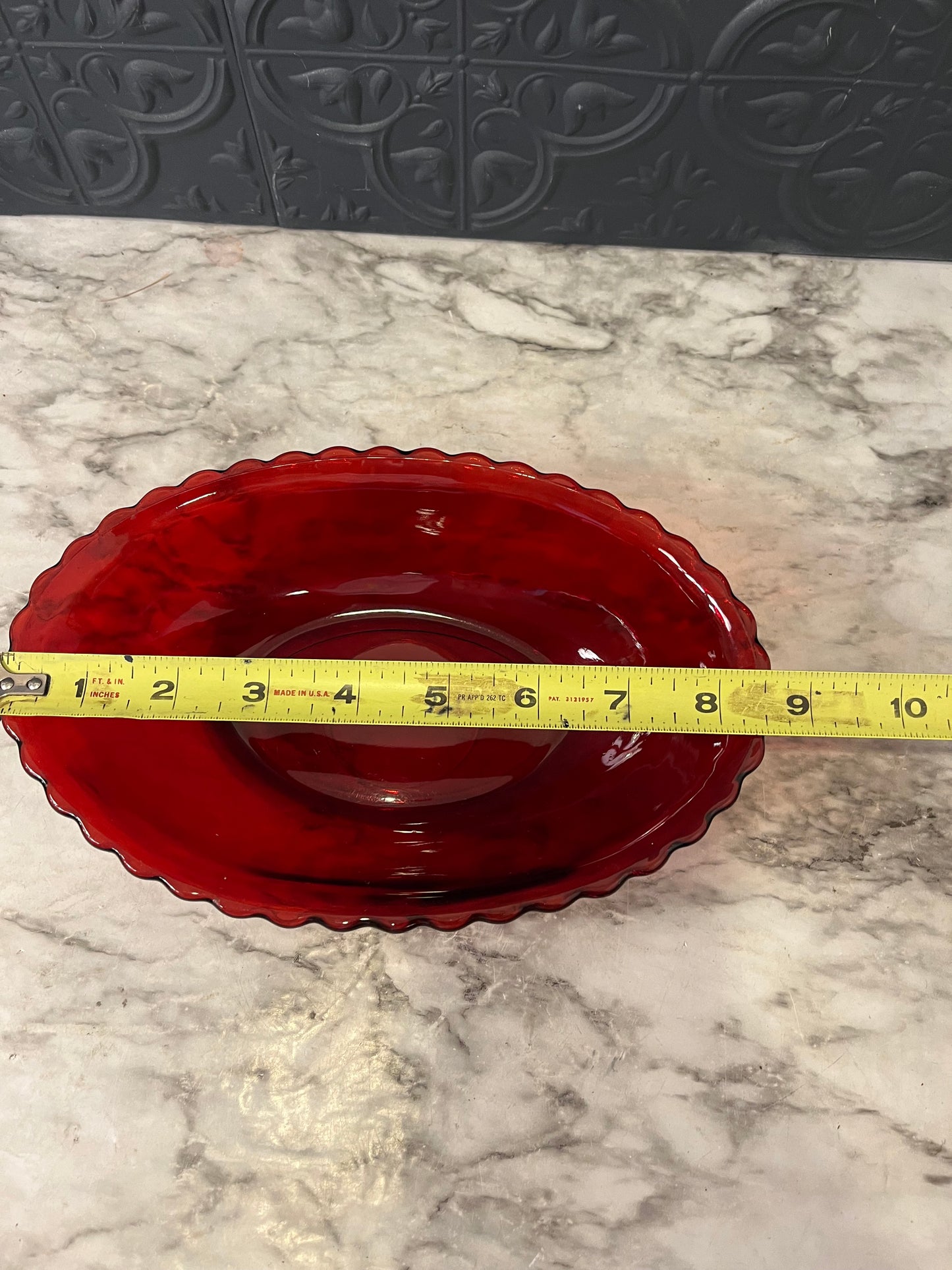 Ruby Red Glass oval bowl