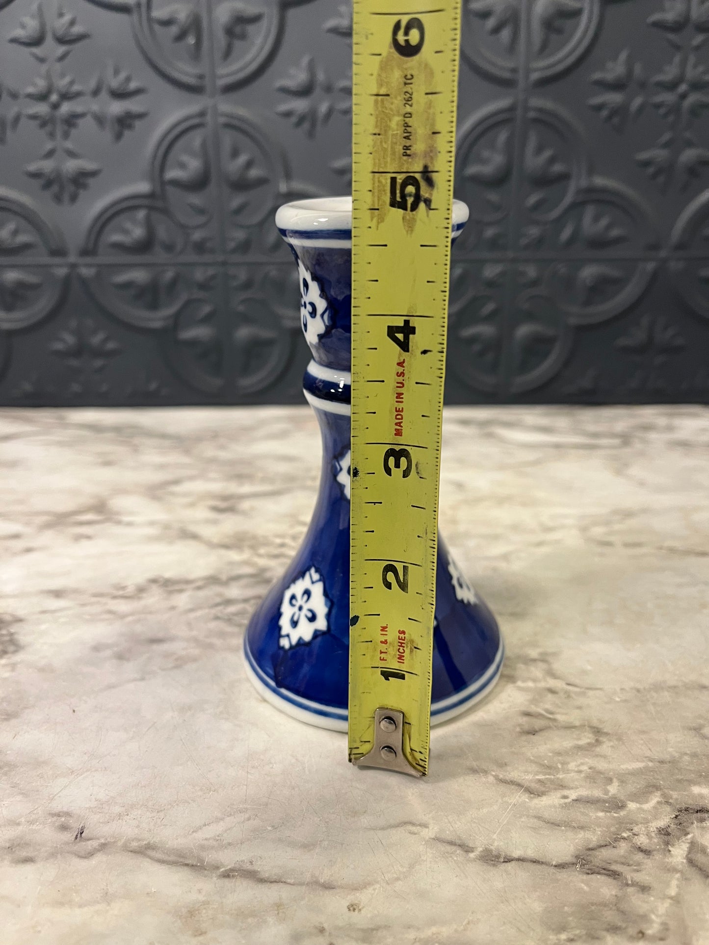 Silvestri Blue and White Candle holder 4.75"