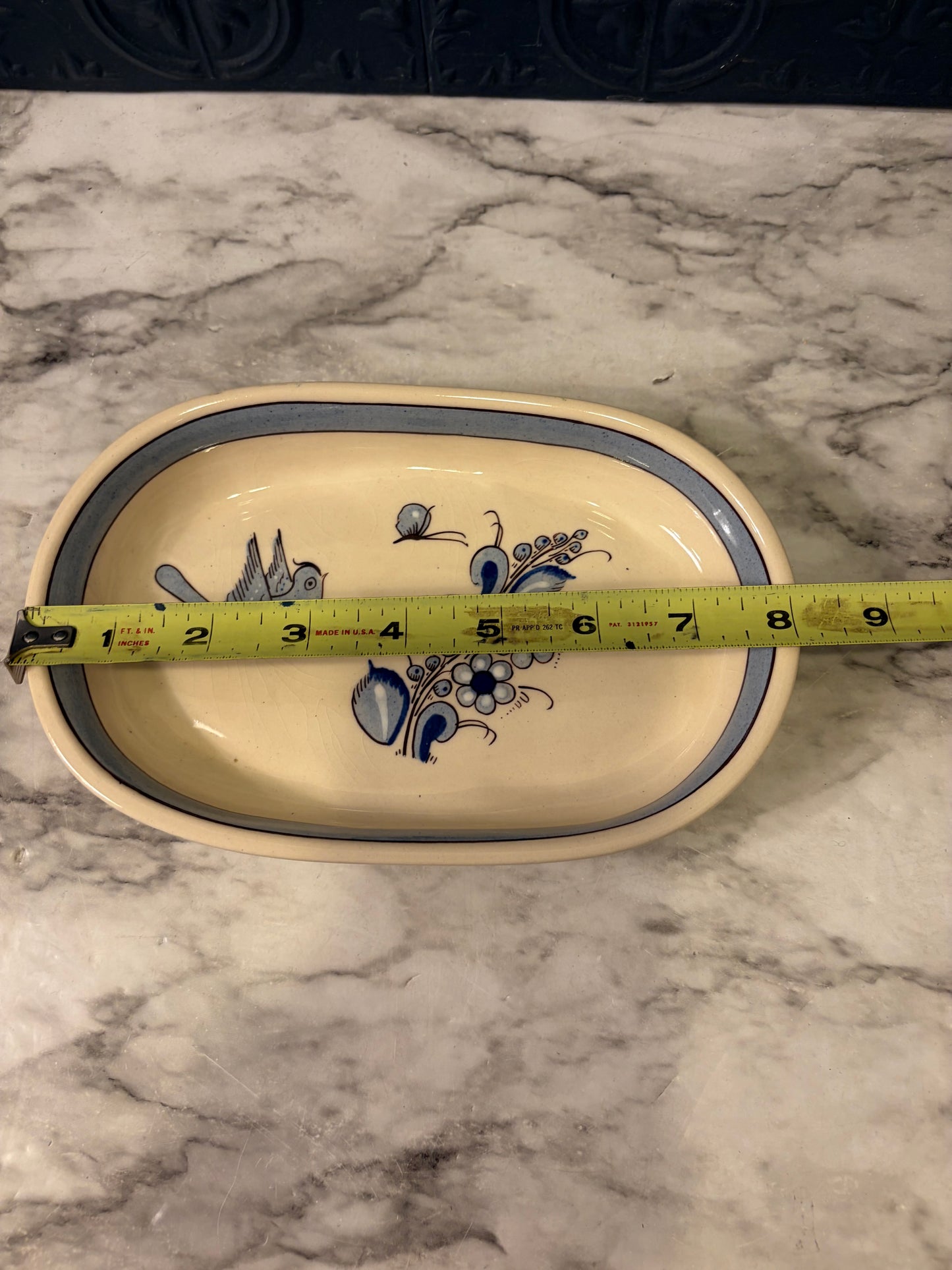 Small Mexican Tonala Pottery Oval Plate