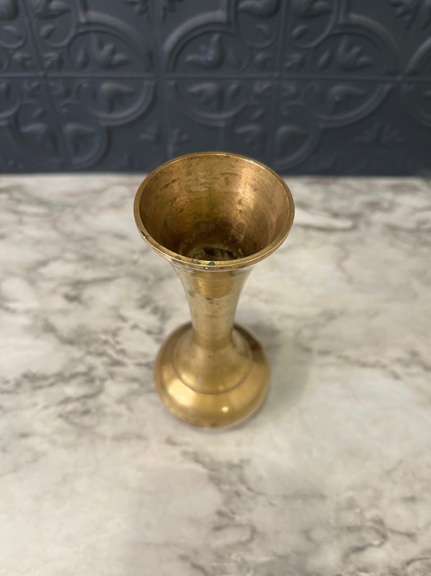 Small Fluted Brass Vase 5.5