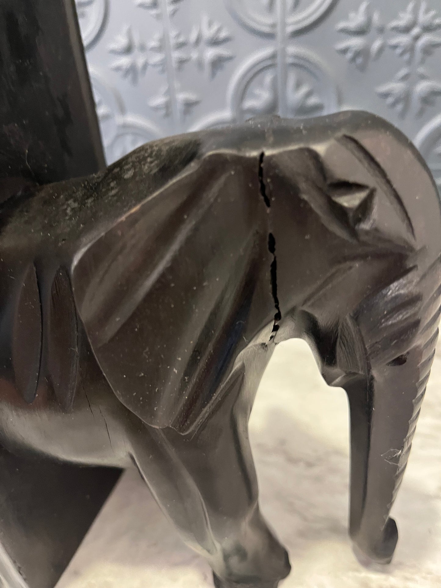 Black Wood Elephant Bookends