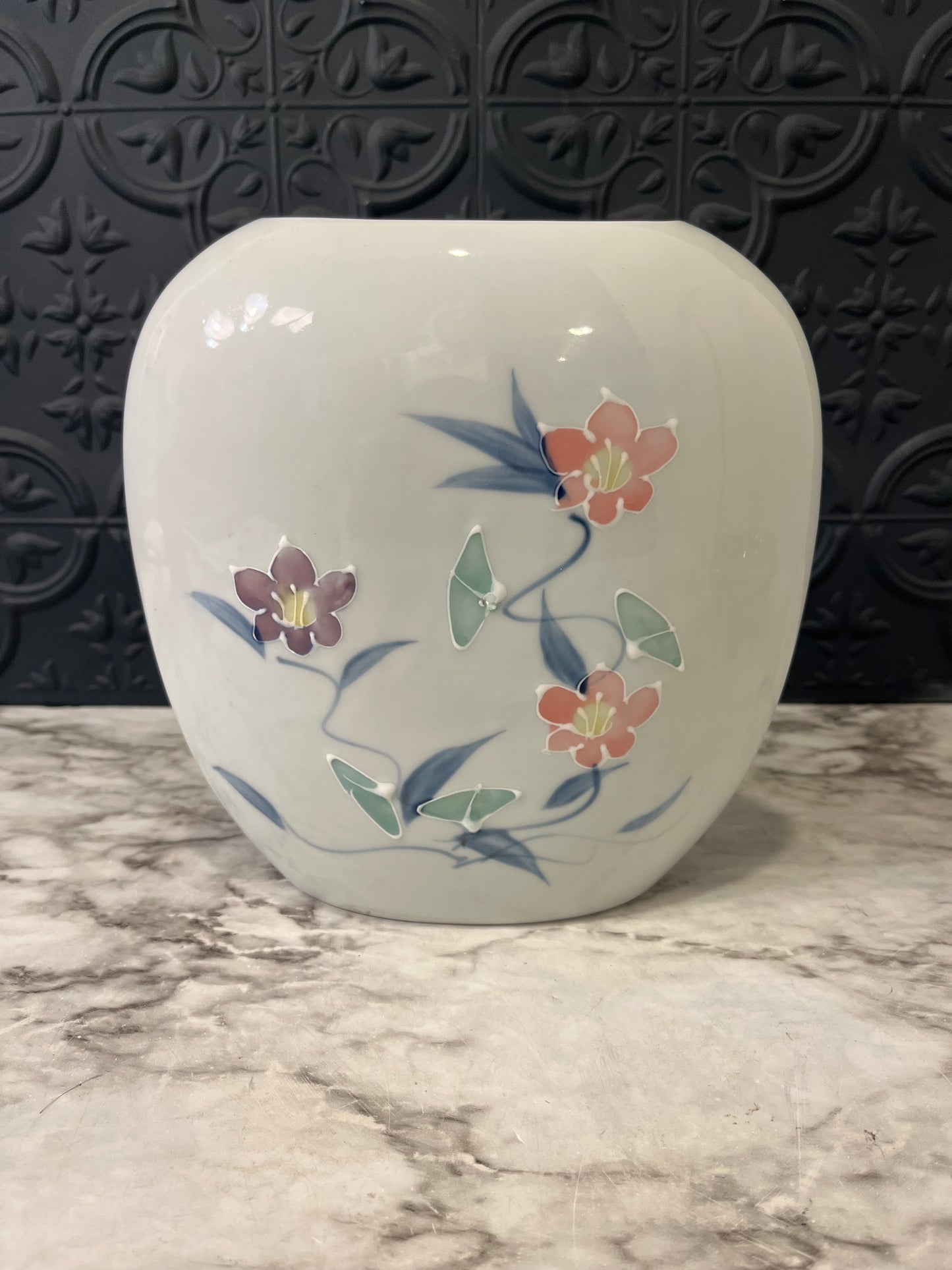 Japanese Hand Painted Oval Vase