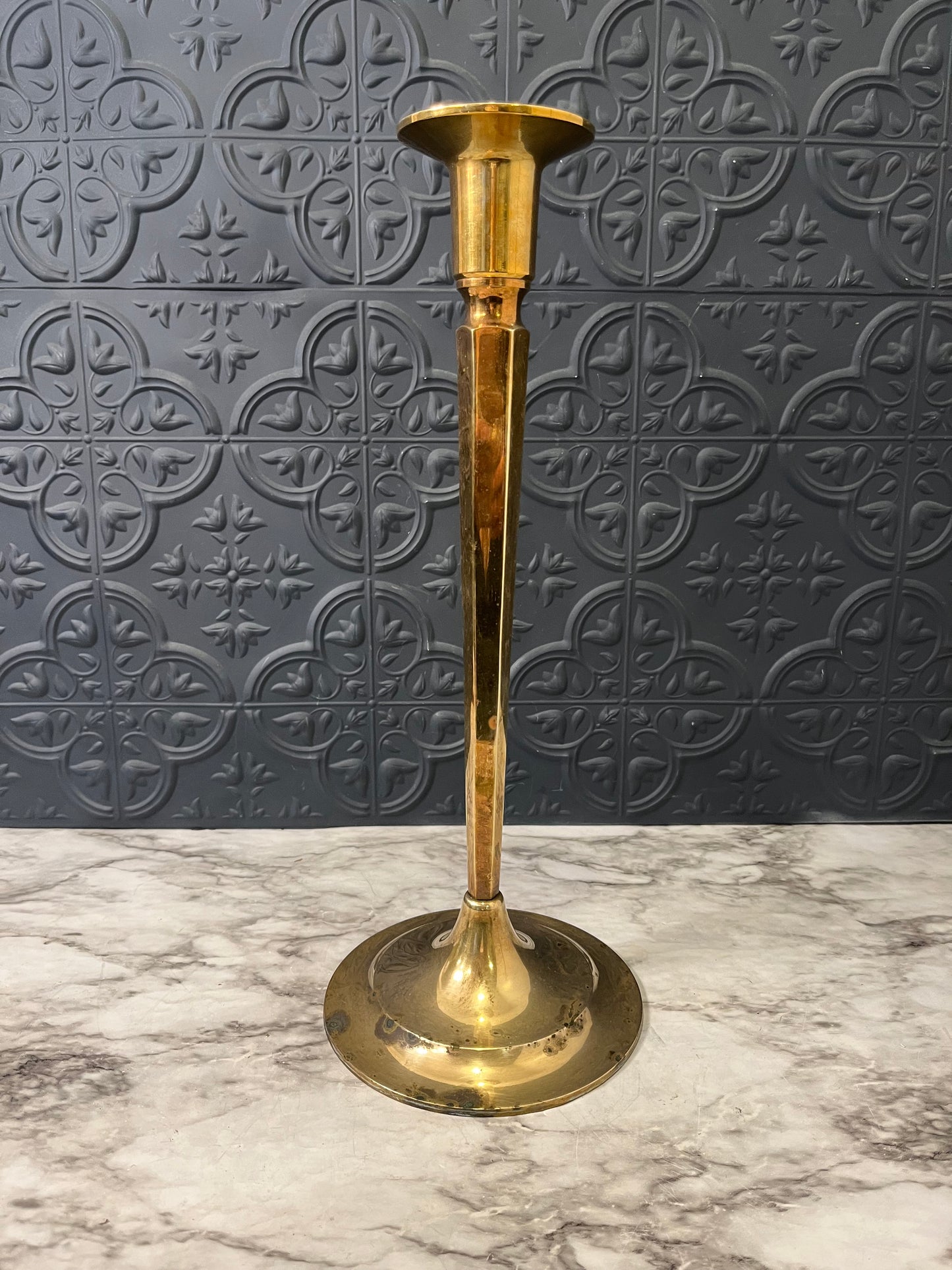 Tall Brass Candle Holder Taper Shaft