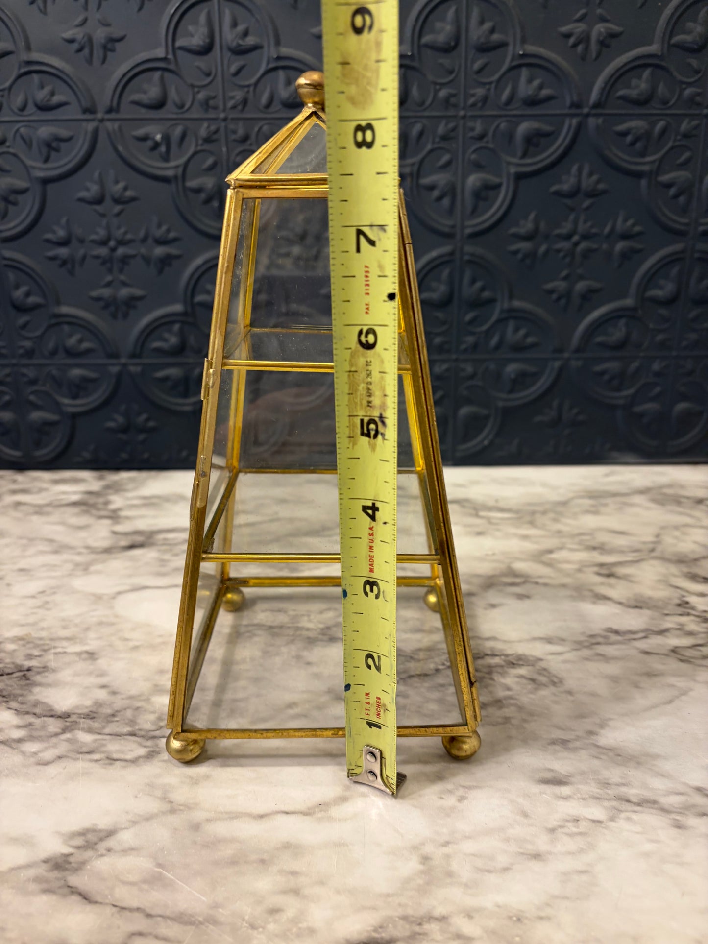 Pyramid Brass and Glass Display Box