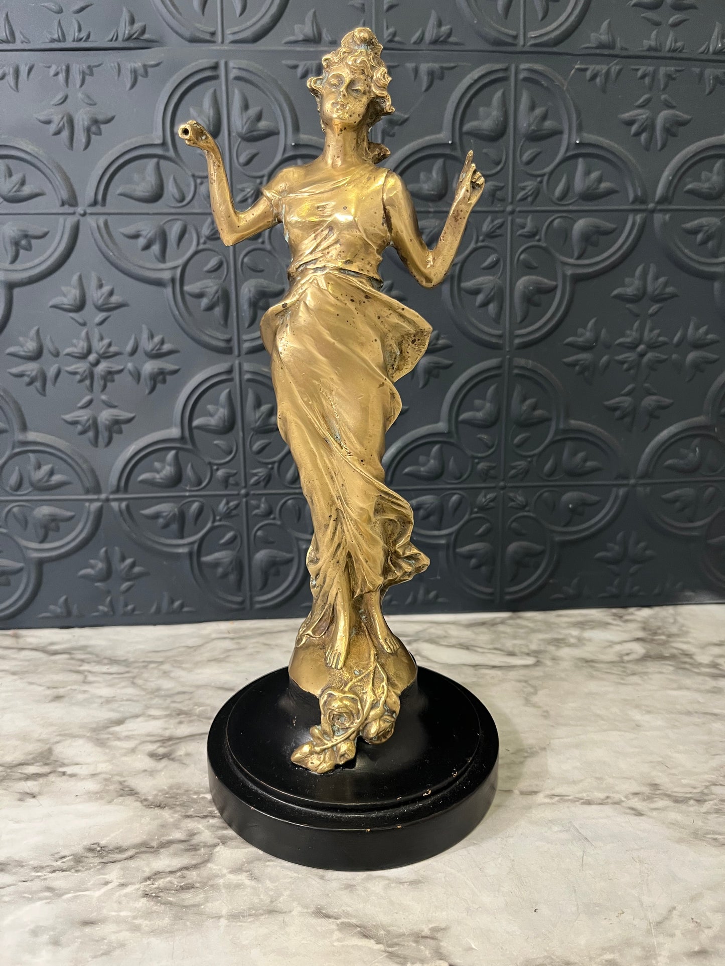 Brass Figure of Diana on Black Bass