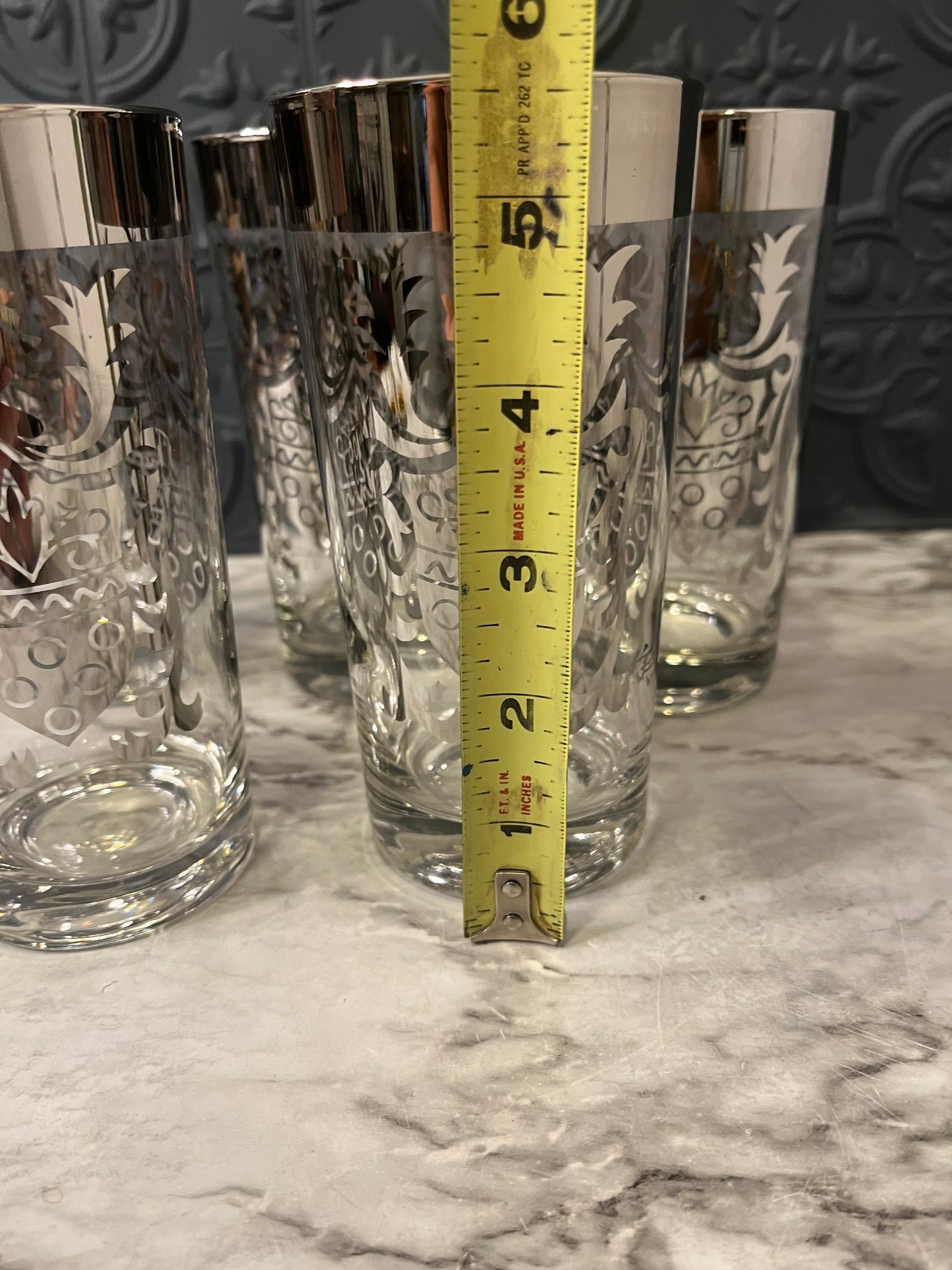 Vintage Kimiko Silver Shield Tumblers x 5
