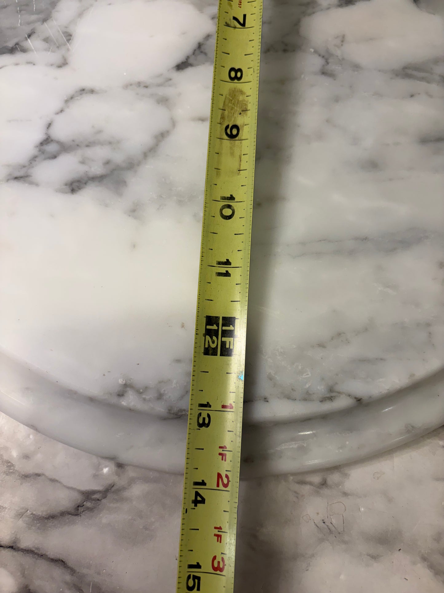 14" Round Marble Tray Grey and white