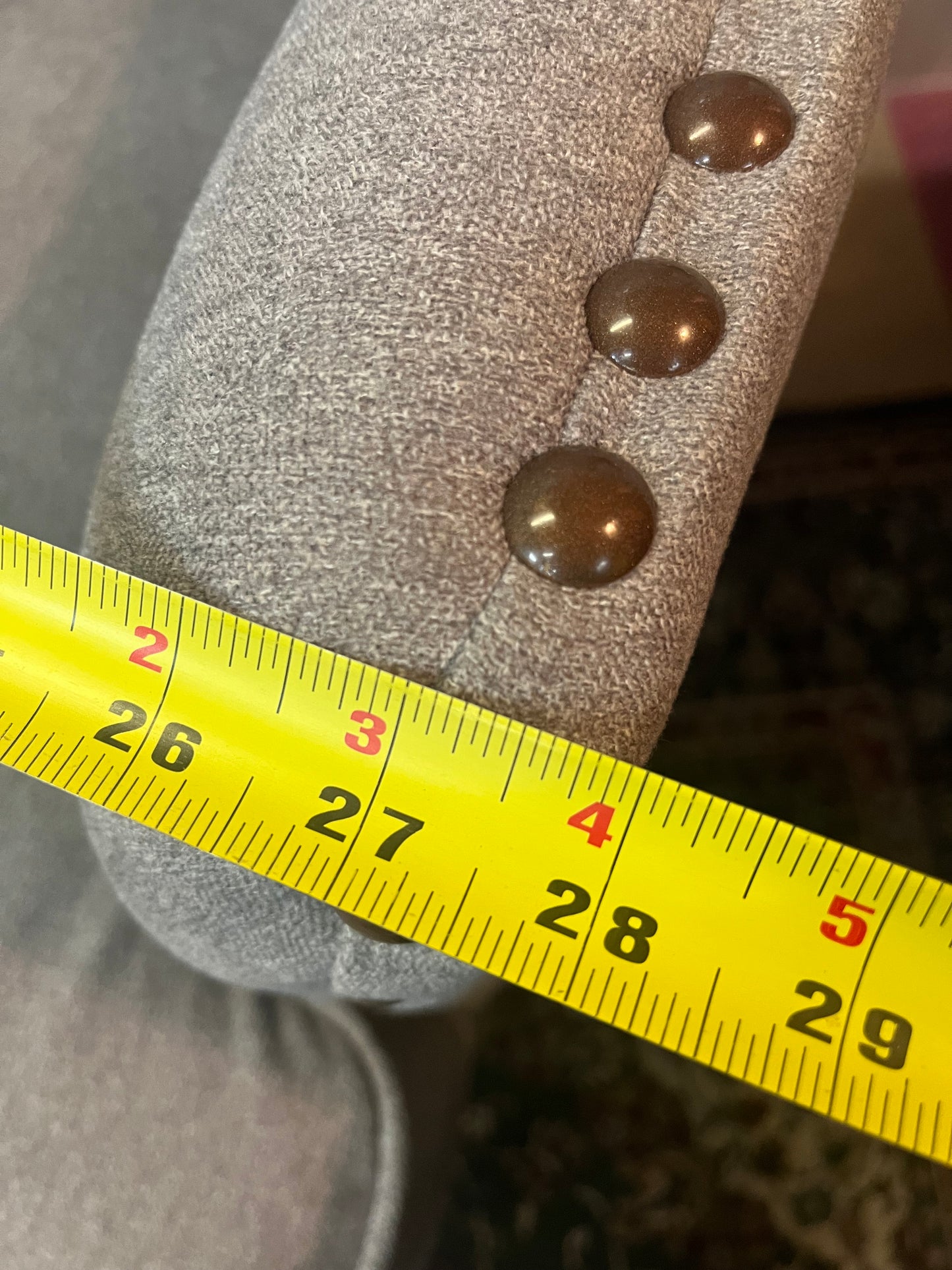 Grey Chair with Rivets and Ottoman
