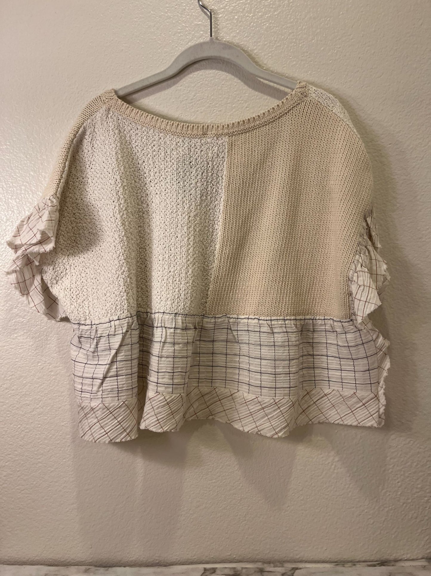 NWT Pilcro Ivory/Beige Patchwork Knit Top XS