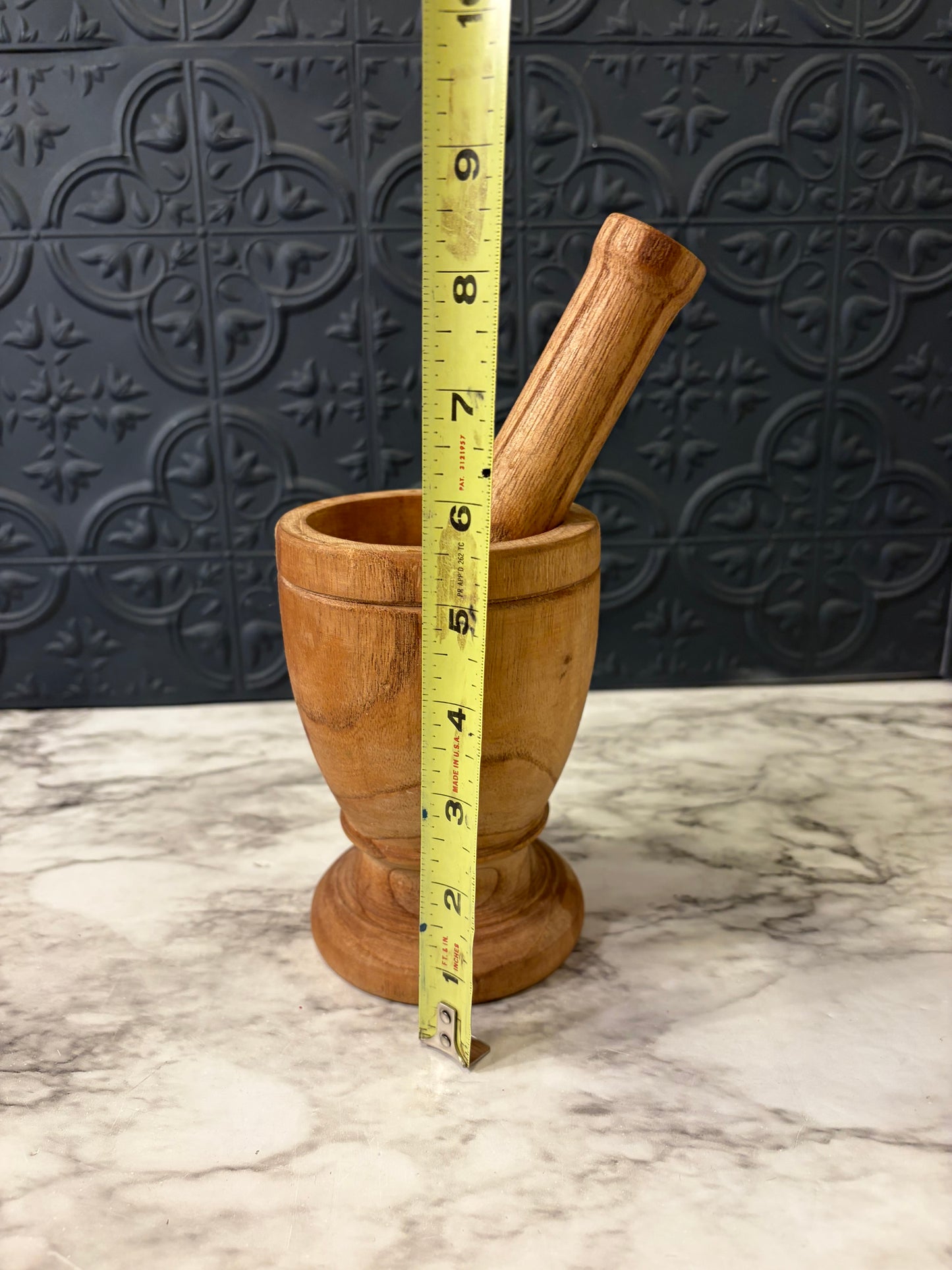 Hand Carved Wood Mortar and Pestle