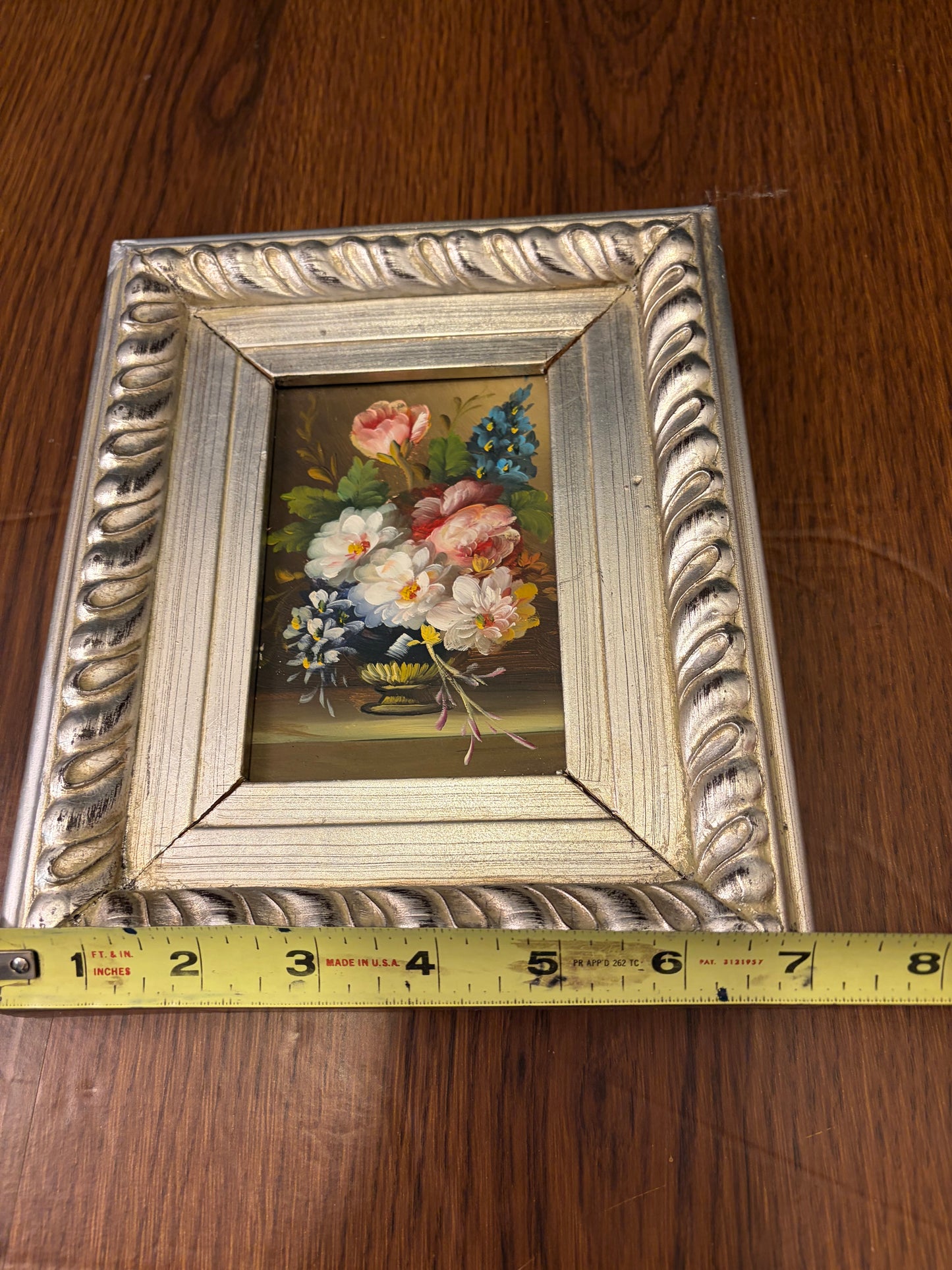 Original Floral Painting in Champagne Gold Frame
