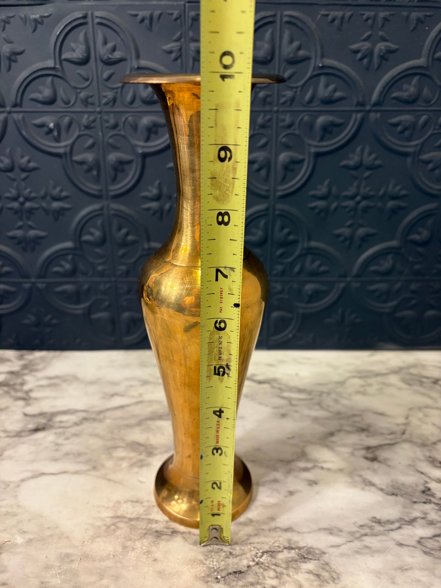 Fluted Brass Vase 10"
