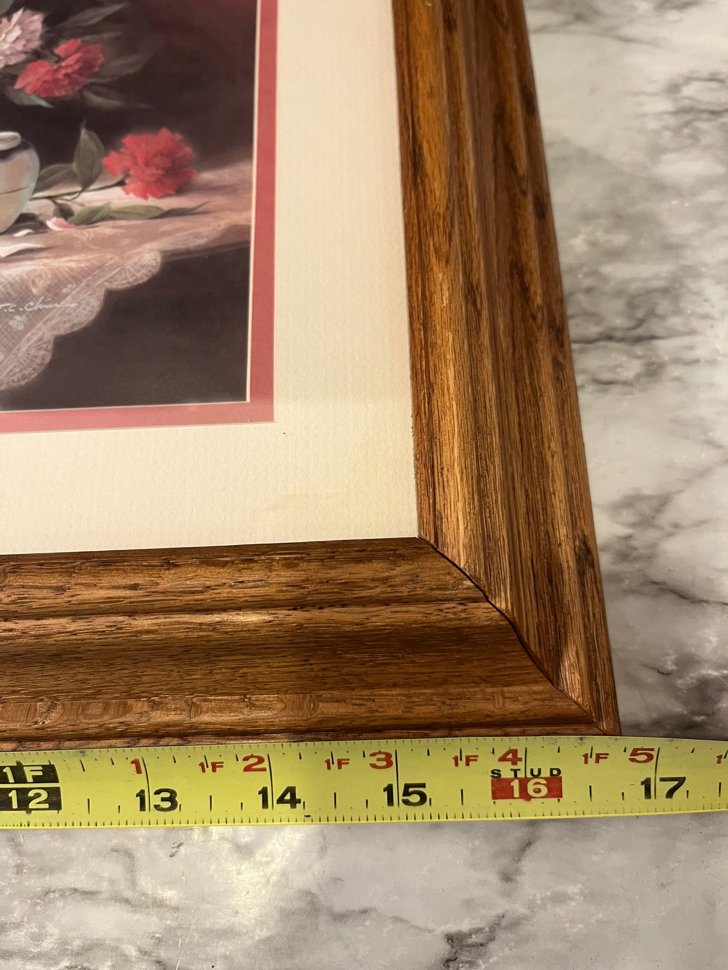 Framed Still Life with Pink and White Flowers