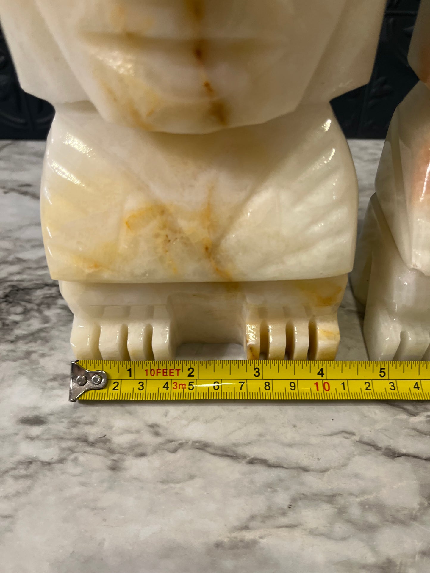 Onyx stone Tiki bookends 8"
