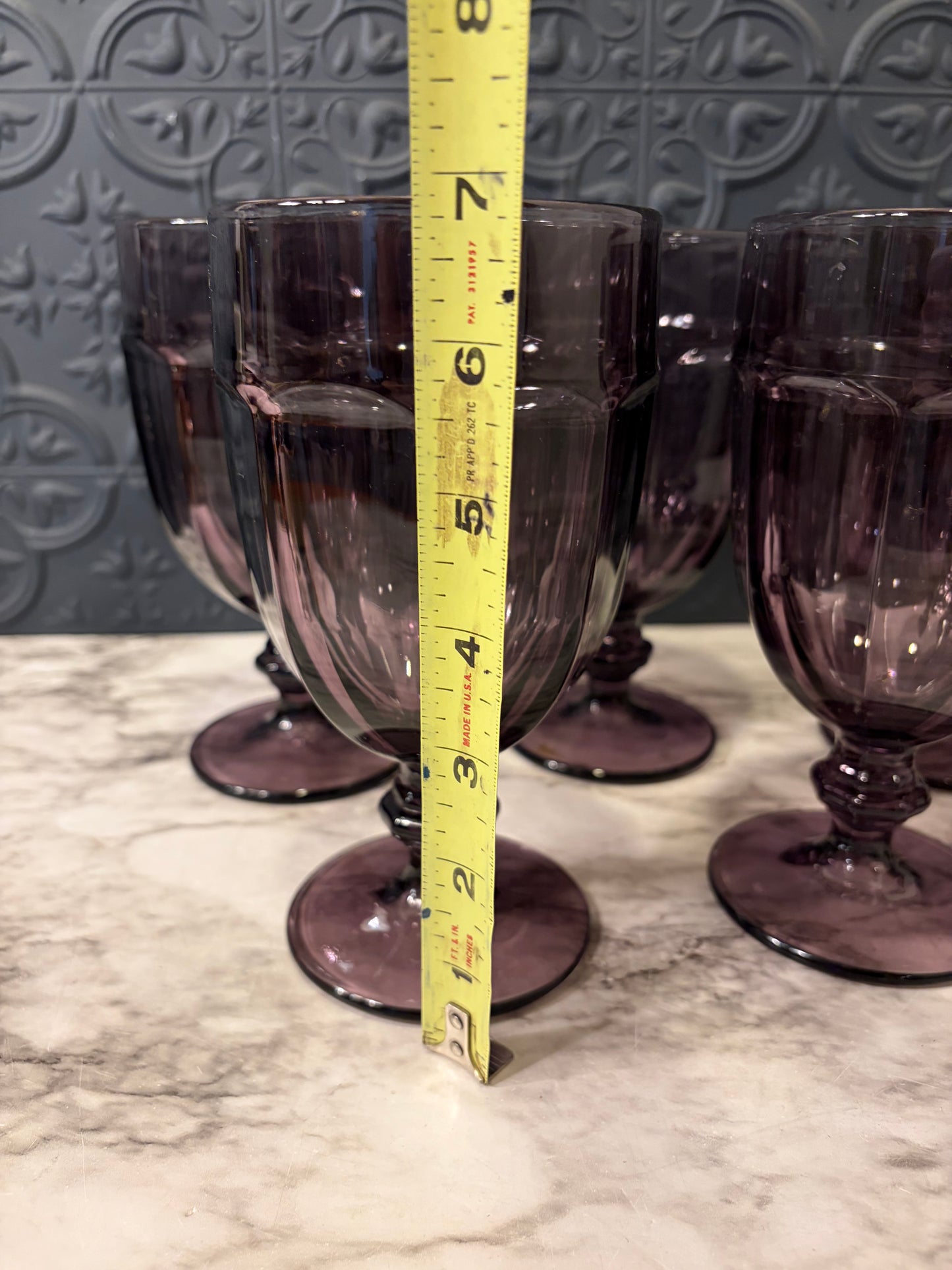 Libbey Gibraltar Duratuff Purple Goblet set of 6