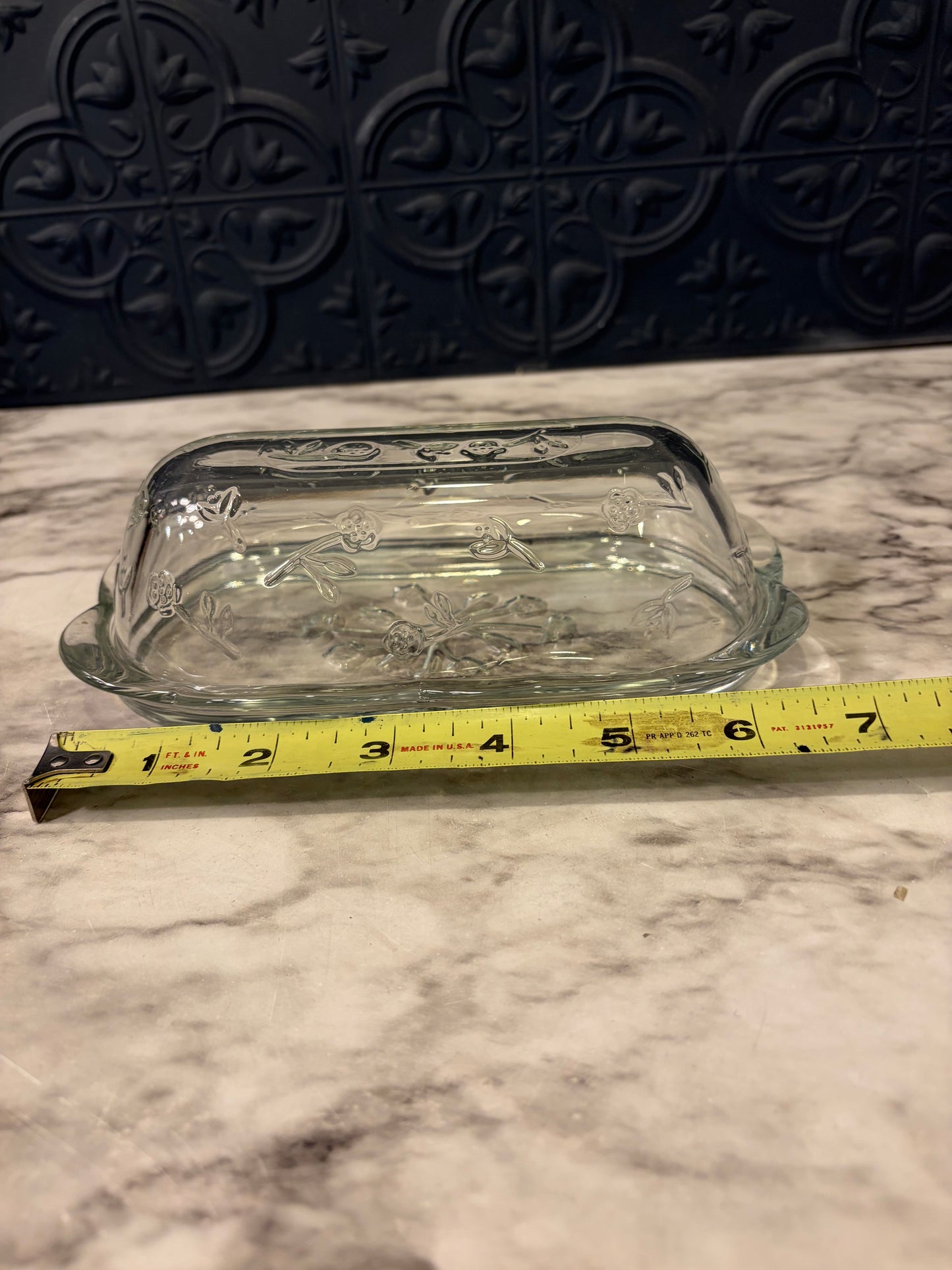 Anchor Hocking Savannah Pattern Glass Butter Dish