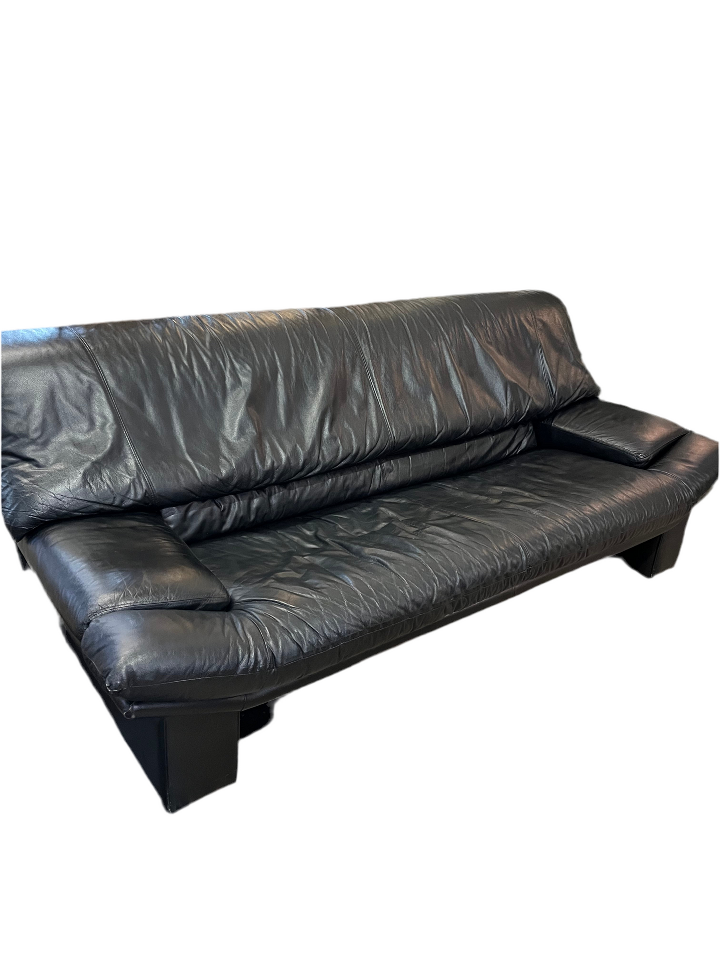 Black Leather Post Modern Nicoletti Style Sofa