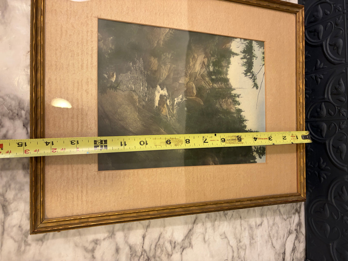 Vintage Print of Mountain Creek in Gold Frame