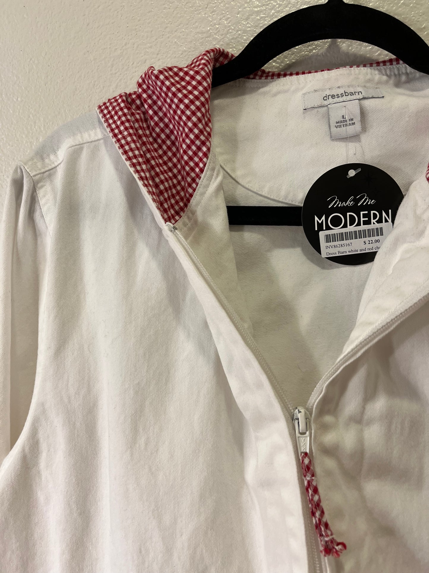 Dress Barn white and red check jacket