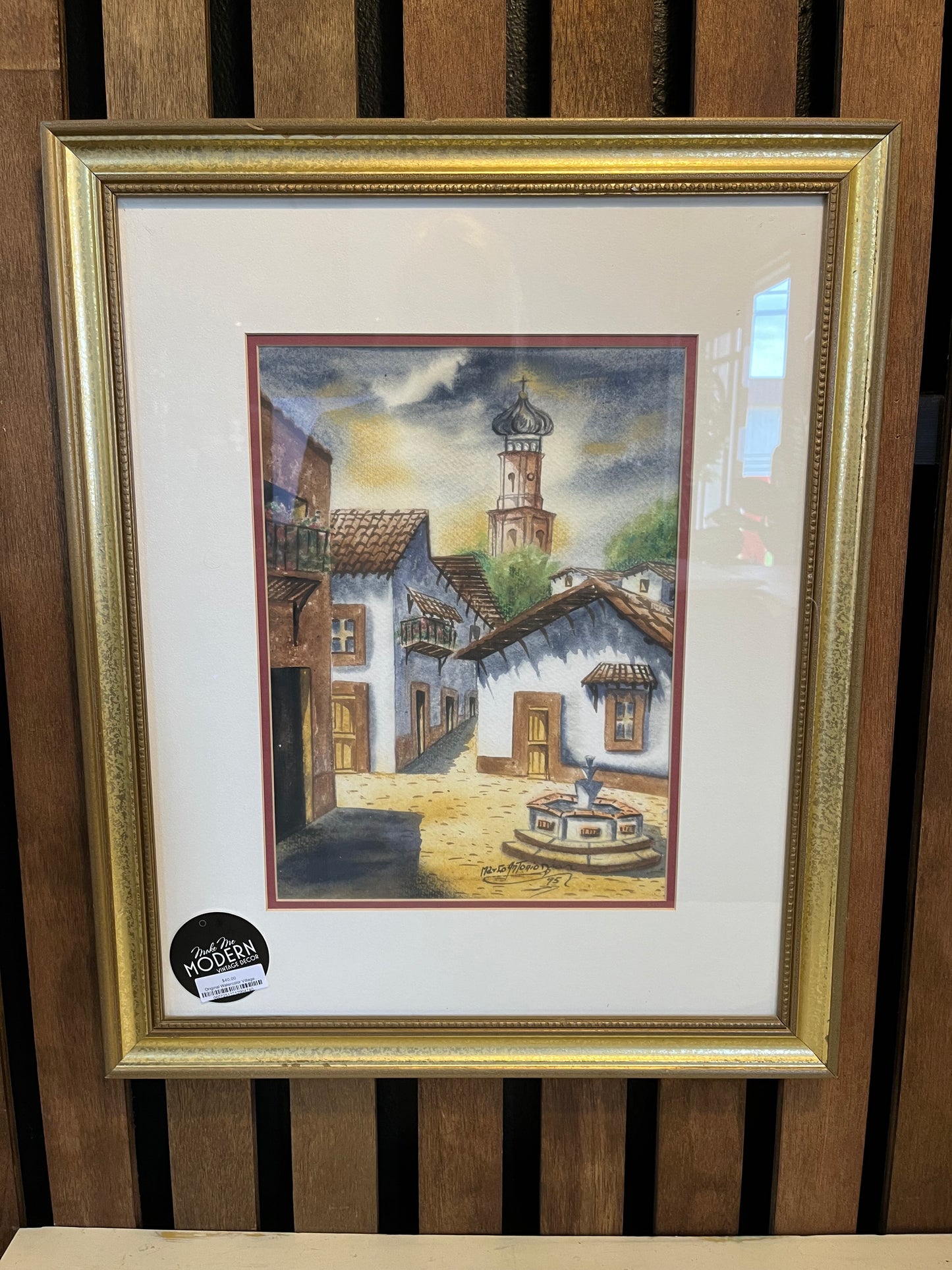 Original Watercolor Village Scene