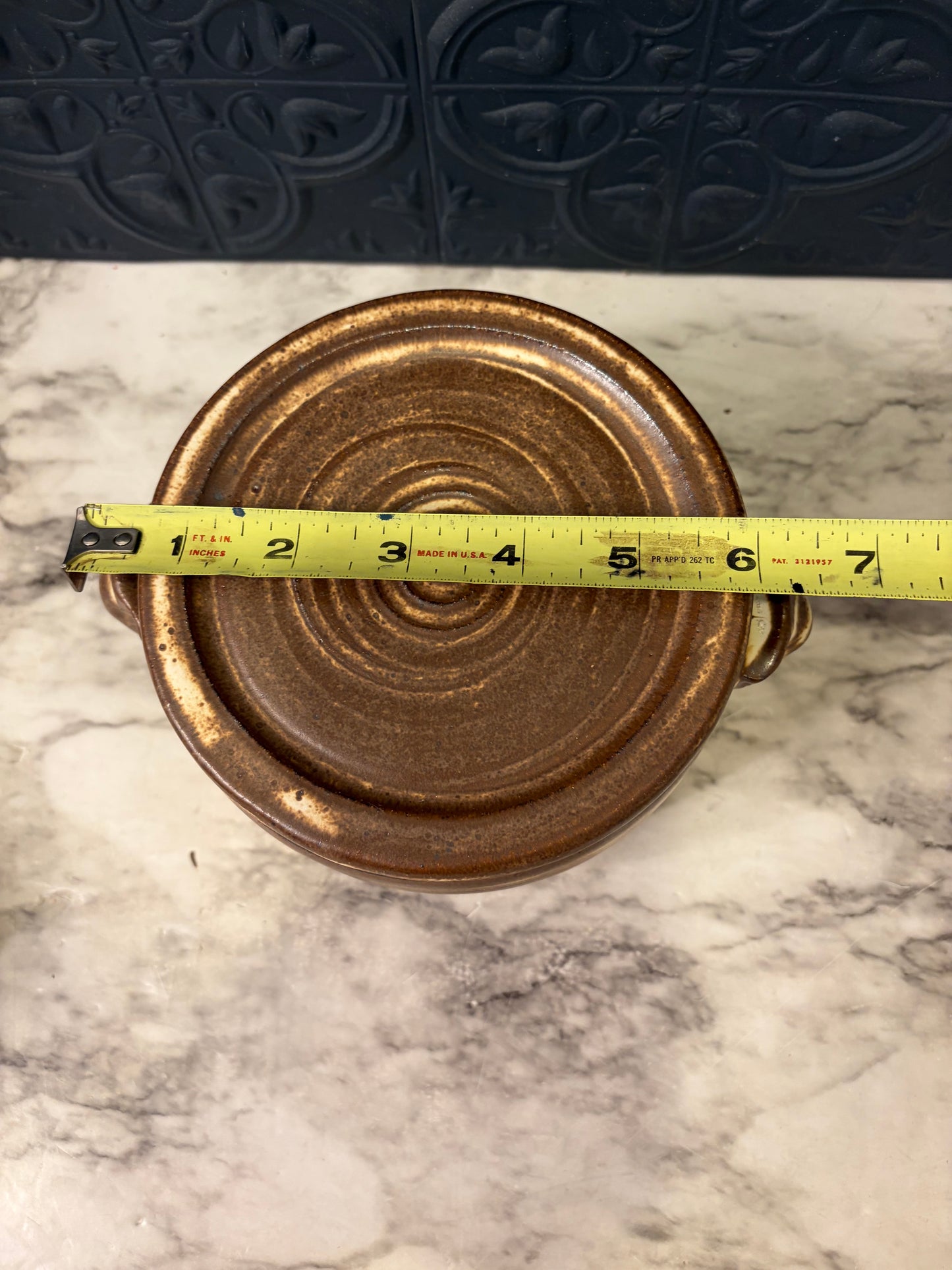 Studio Pottery Brown Pot with Flat Lid