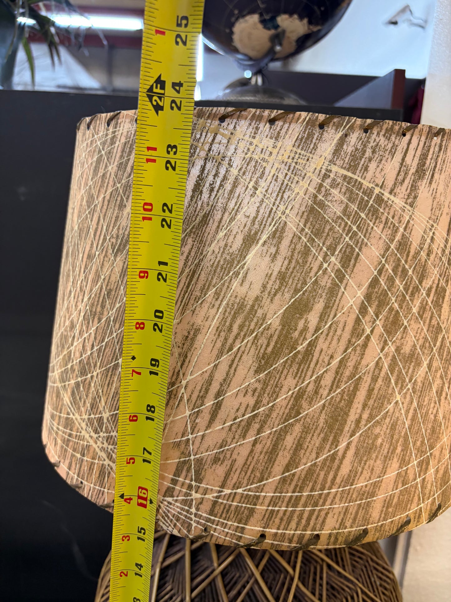 1970 Woven Wicker Geometric Shape Lamp