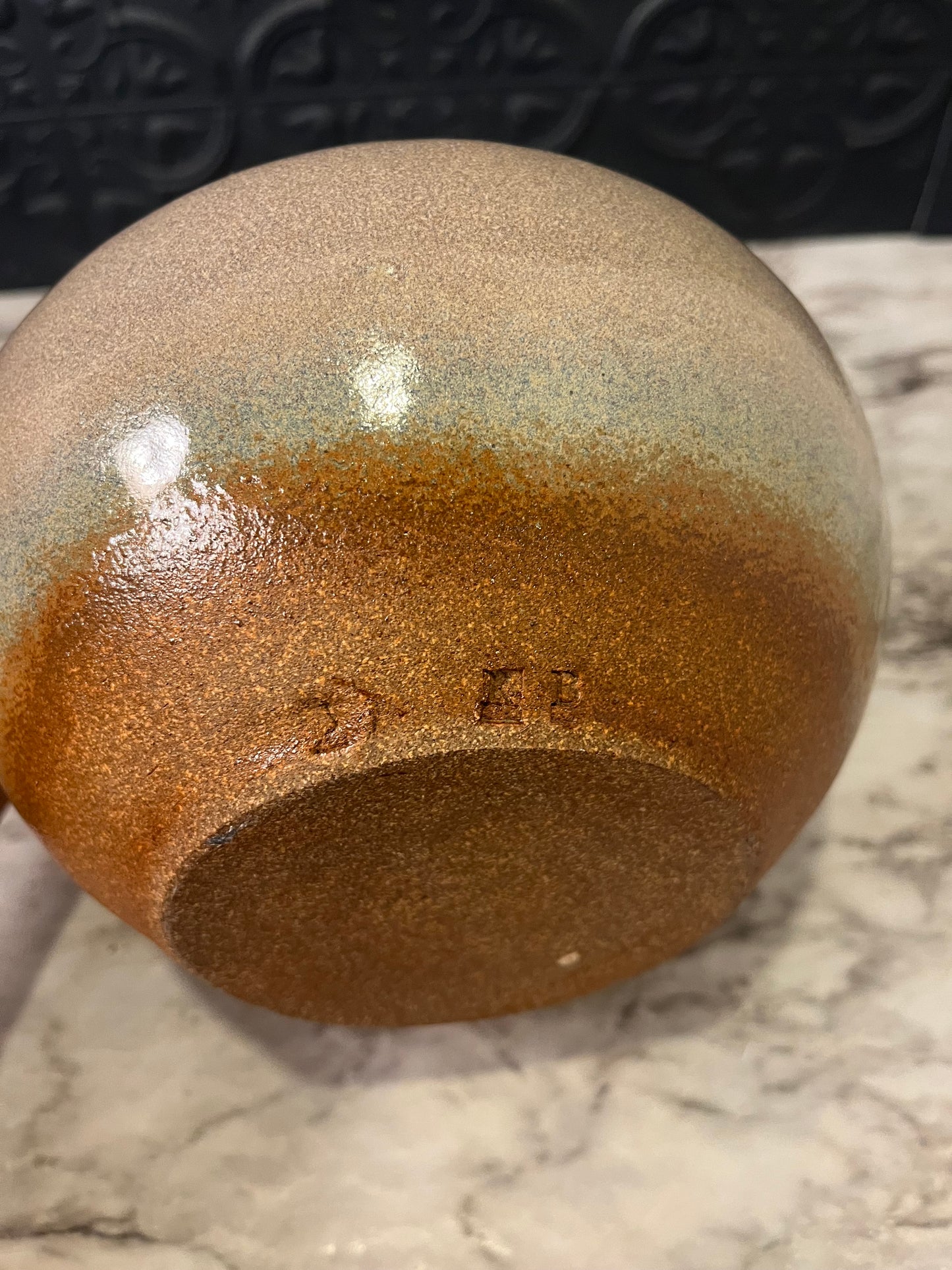 Purplish Grey blue brown Pottery Vase