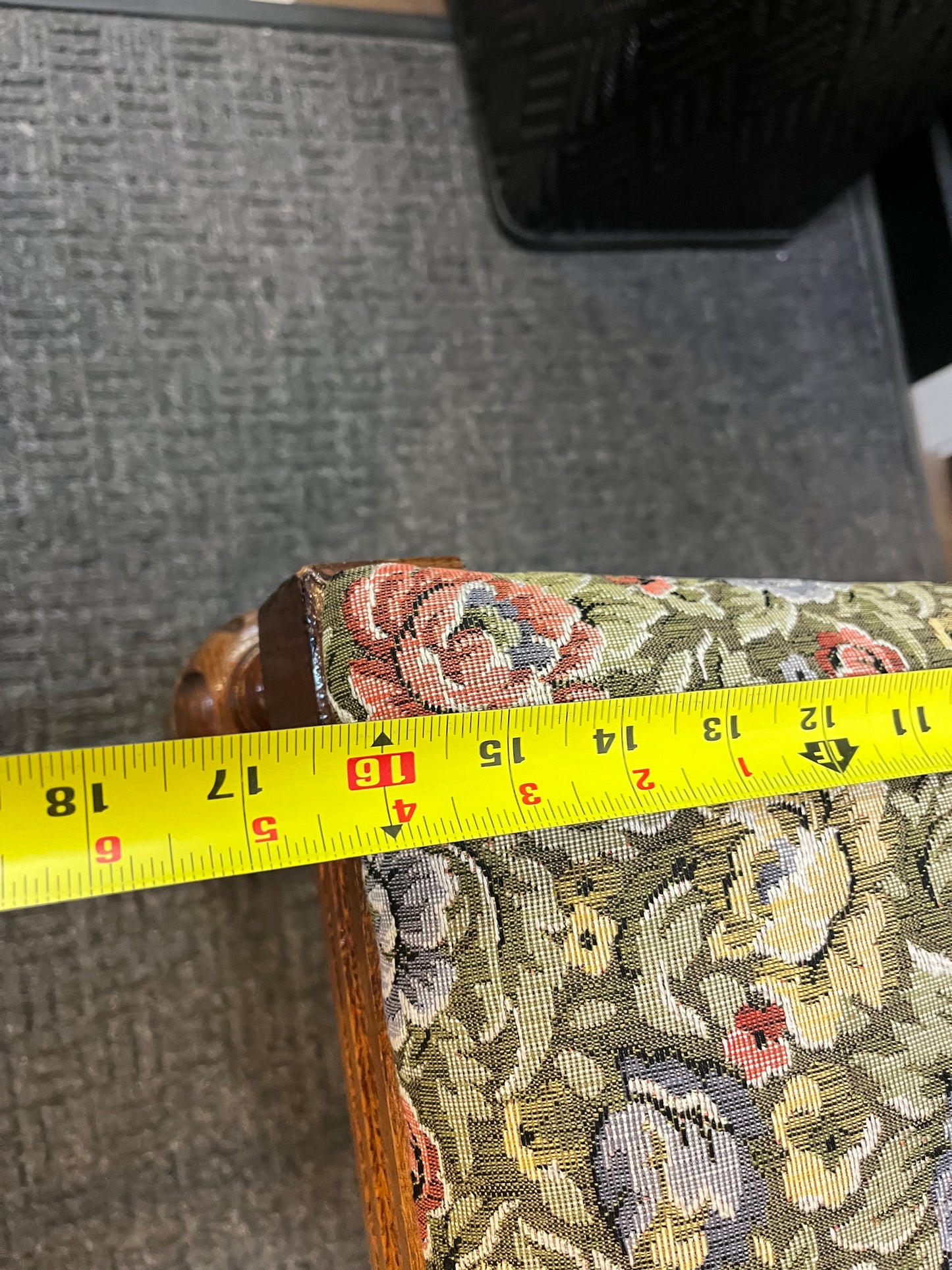 Antique Oak Chair with Floral Seat