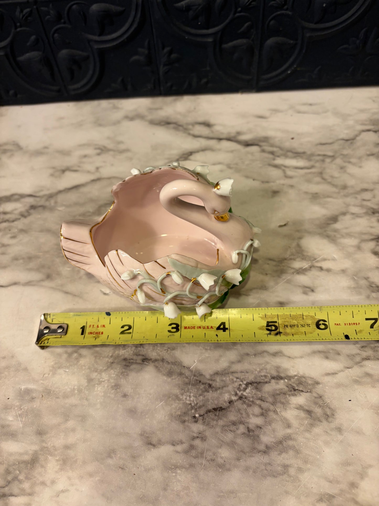 Lefton China Pink Swan Planter AS IS