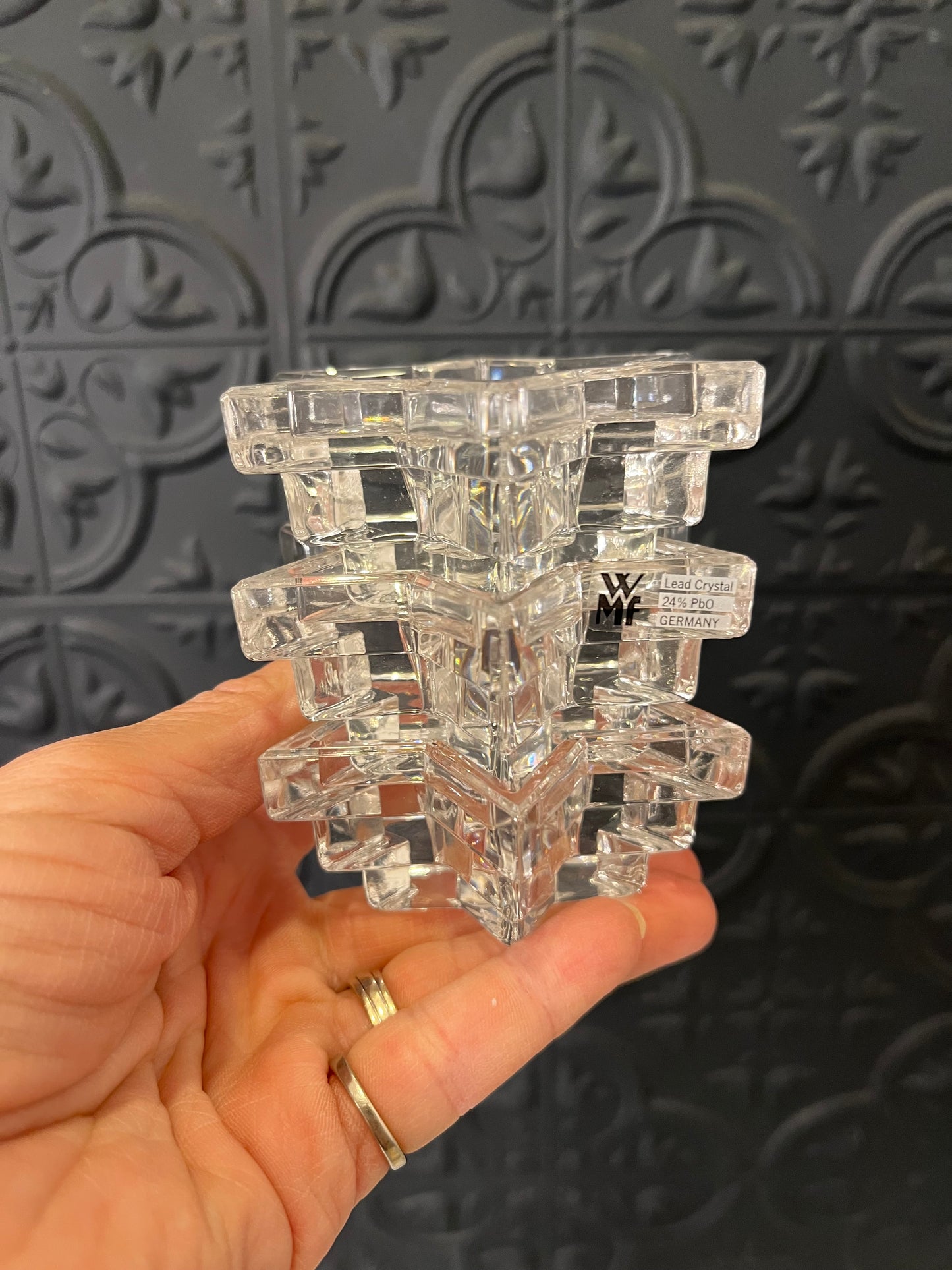 WMF Lead Crystal Stackable Star Candle Holder set of 3