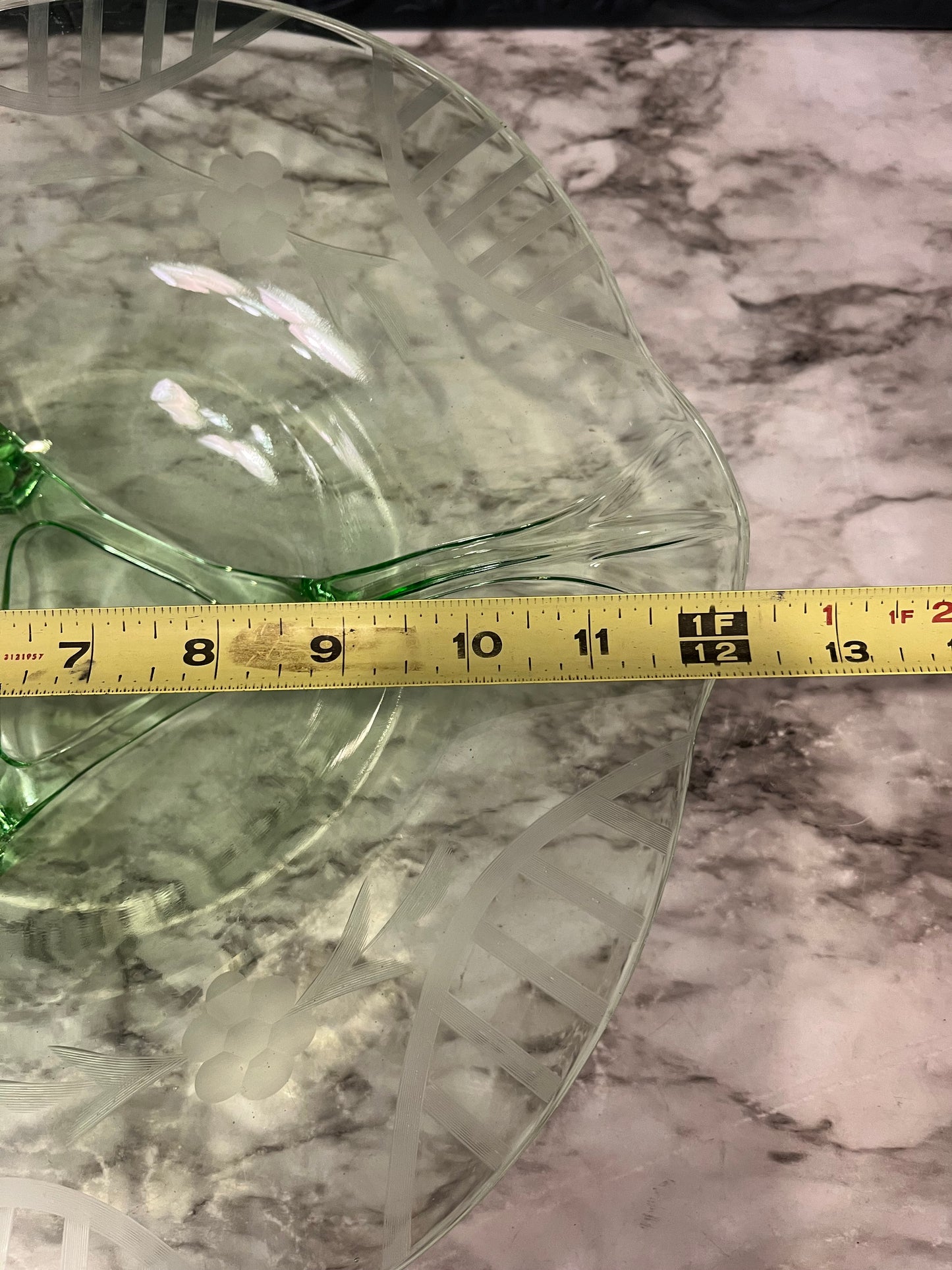 Etched Fostoria Glass Bowl UV Reactive