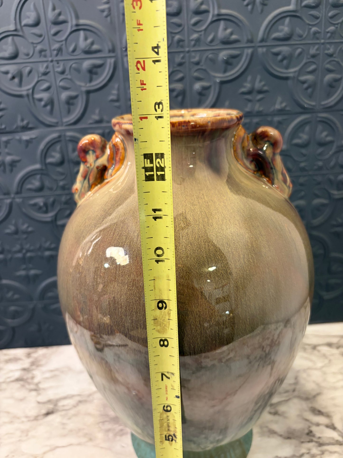 Brown to Turquoise Vase 13"